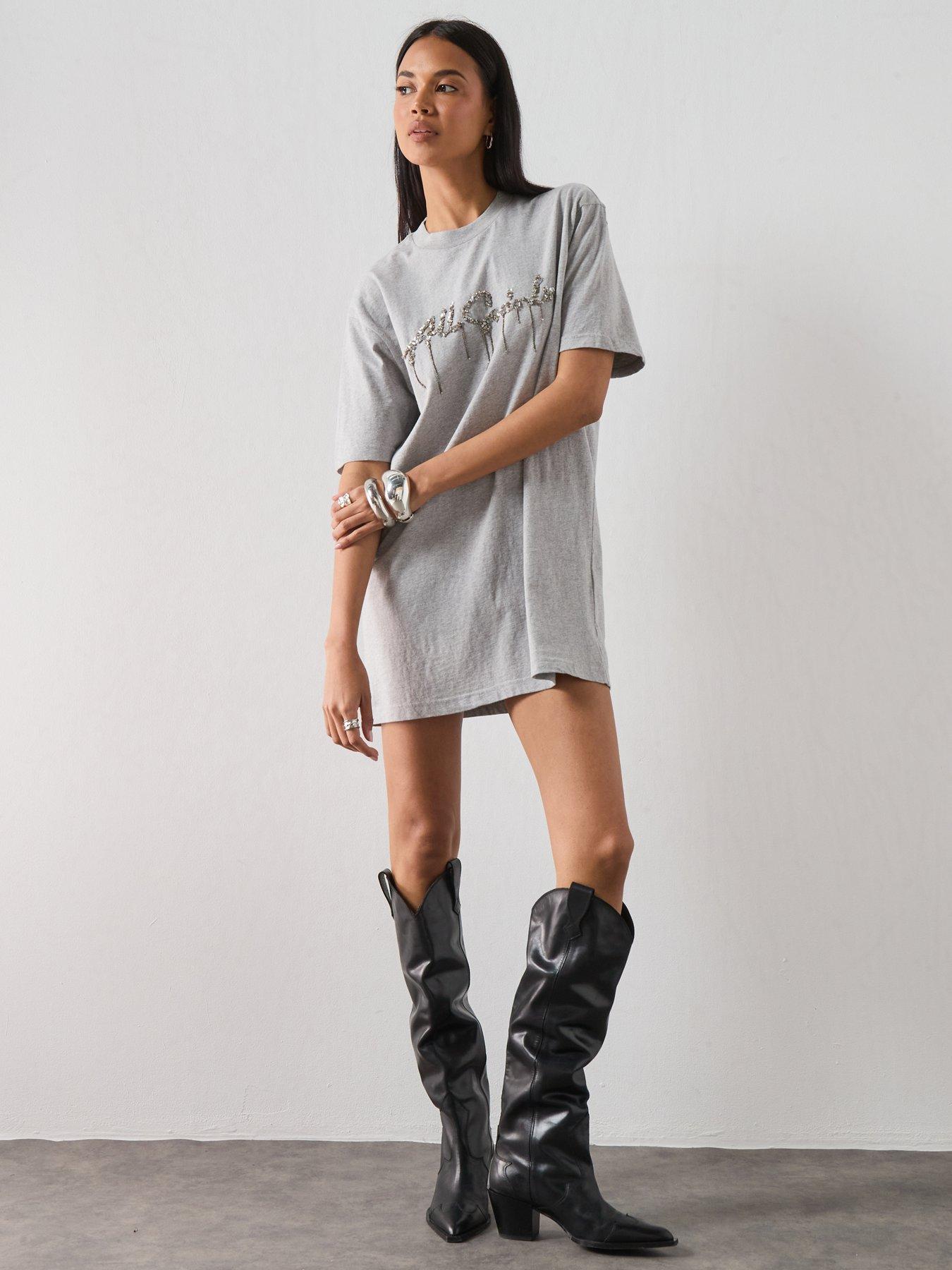 allsaints-chains-embellished-t-shirt-mini-dress-grey-very