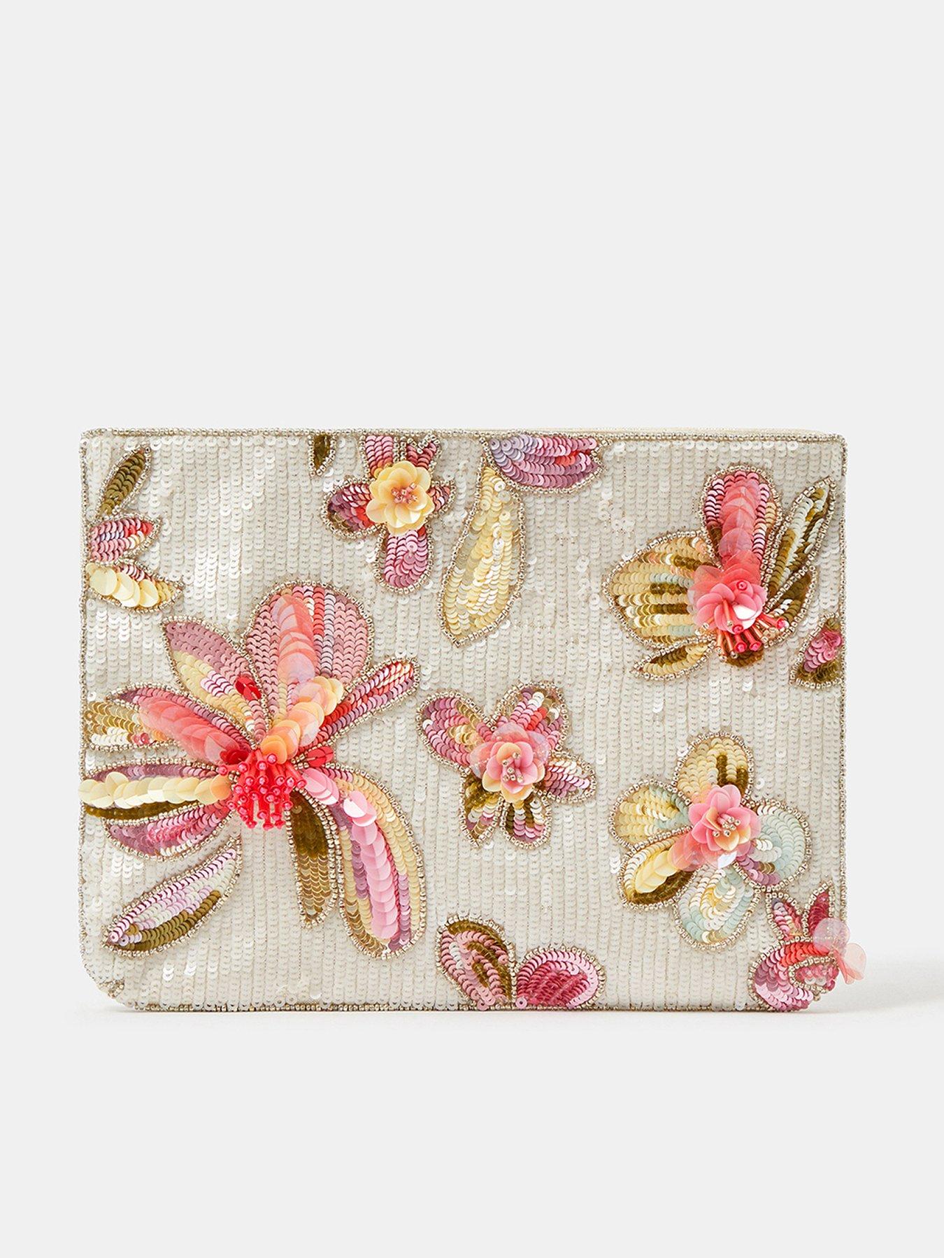 Accessorize Floral Sequin Clutch Bag