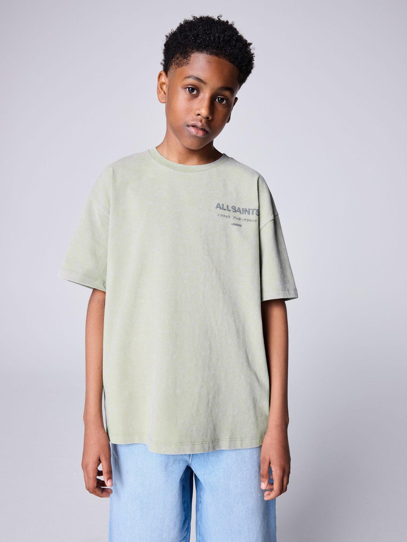 smALLSAINTS Boys Underground Logo Back Print T-Shirt, Neutral, Size 5-6 Years