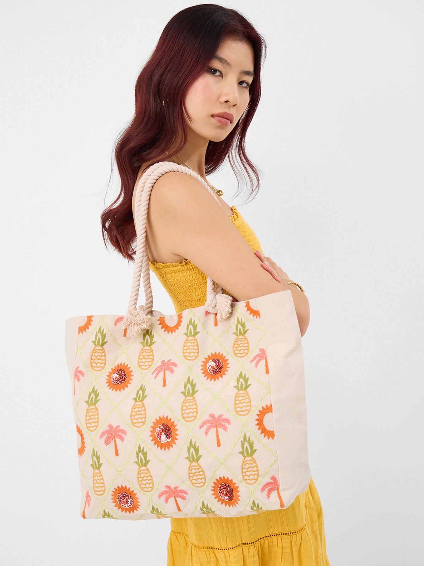 Image 2 of 5 of Accessorize Pineapple Embroidered Beach Bag