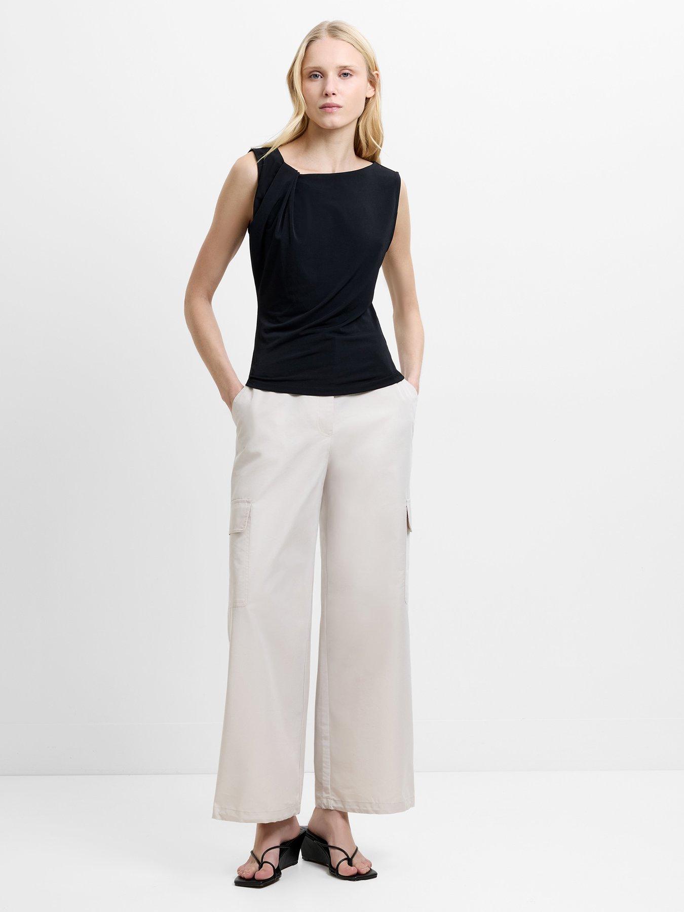 Image 2 of 5 of French Connection Asymmetric Sleeveless Knot Design Jersey Top