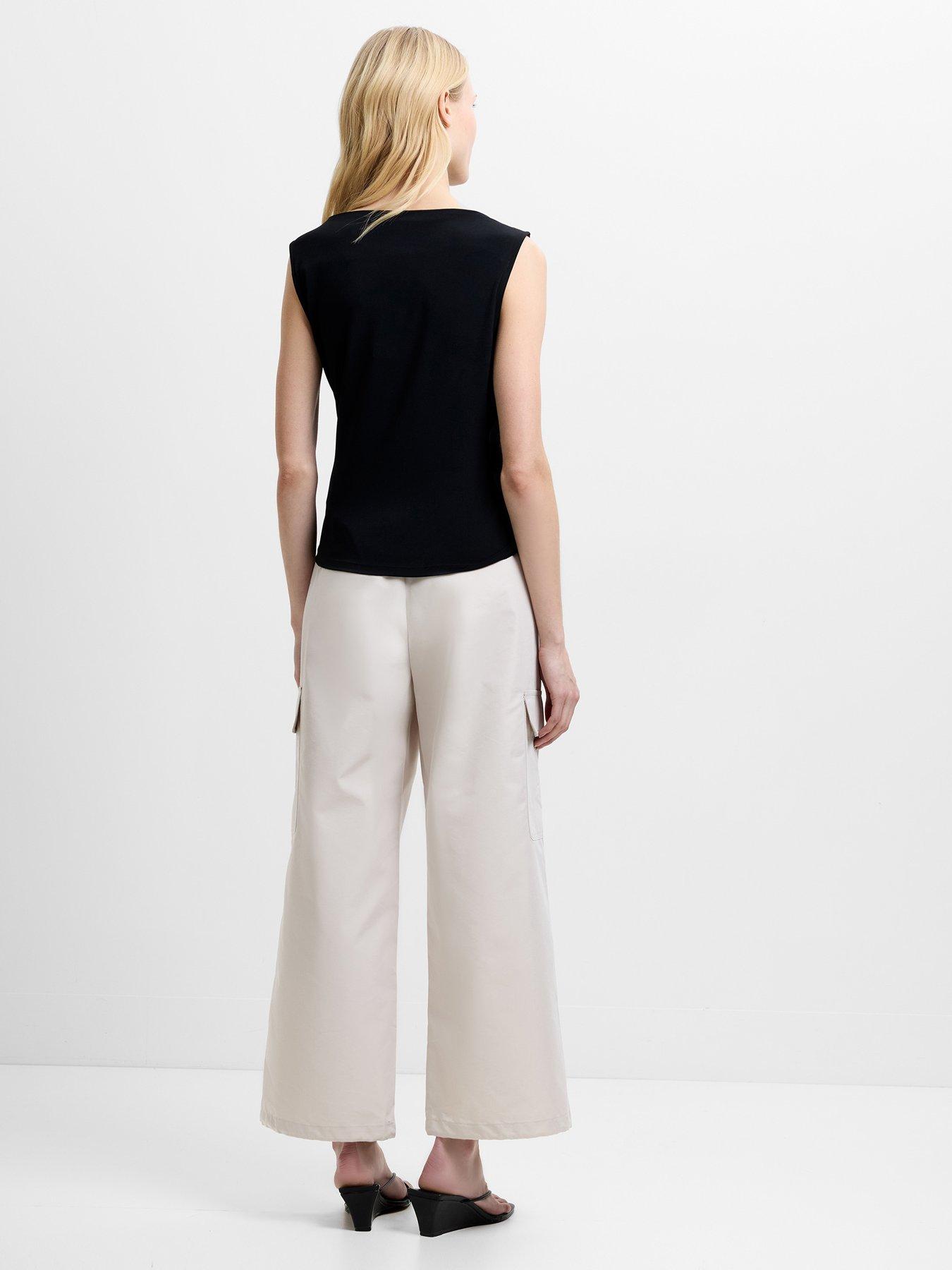 Image 3 of 5 of French Connection Asymmetric Sleeveless Knot Design Jersey Top