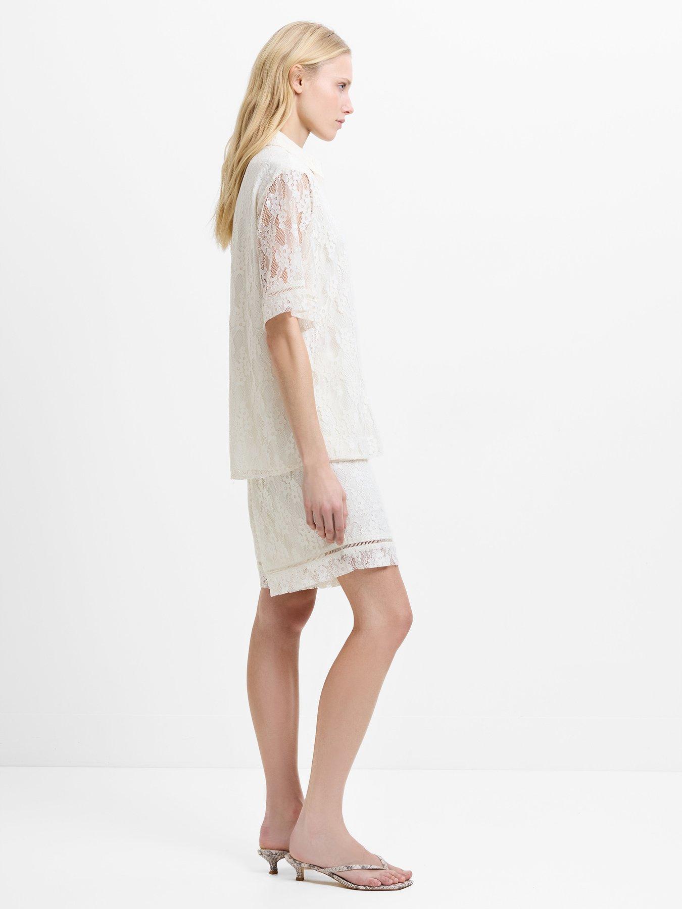 Image 2 of 5 of French Connection Lace Button-up Short Sleeve Shirt