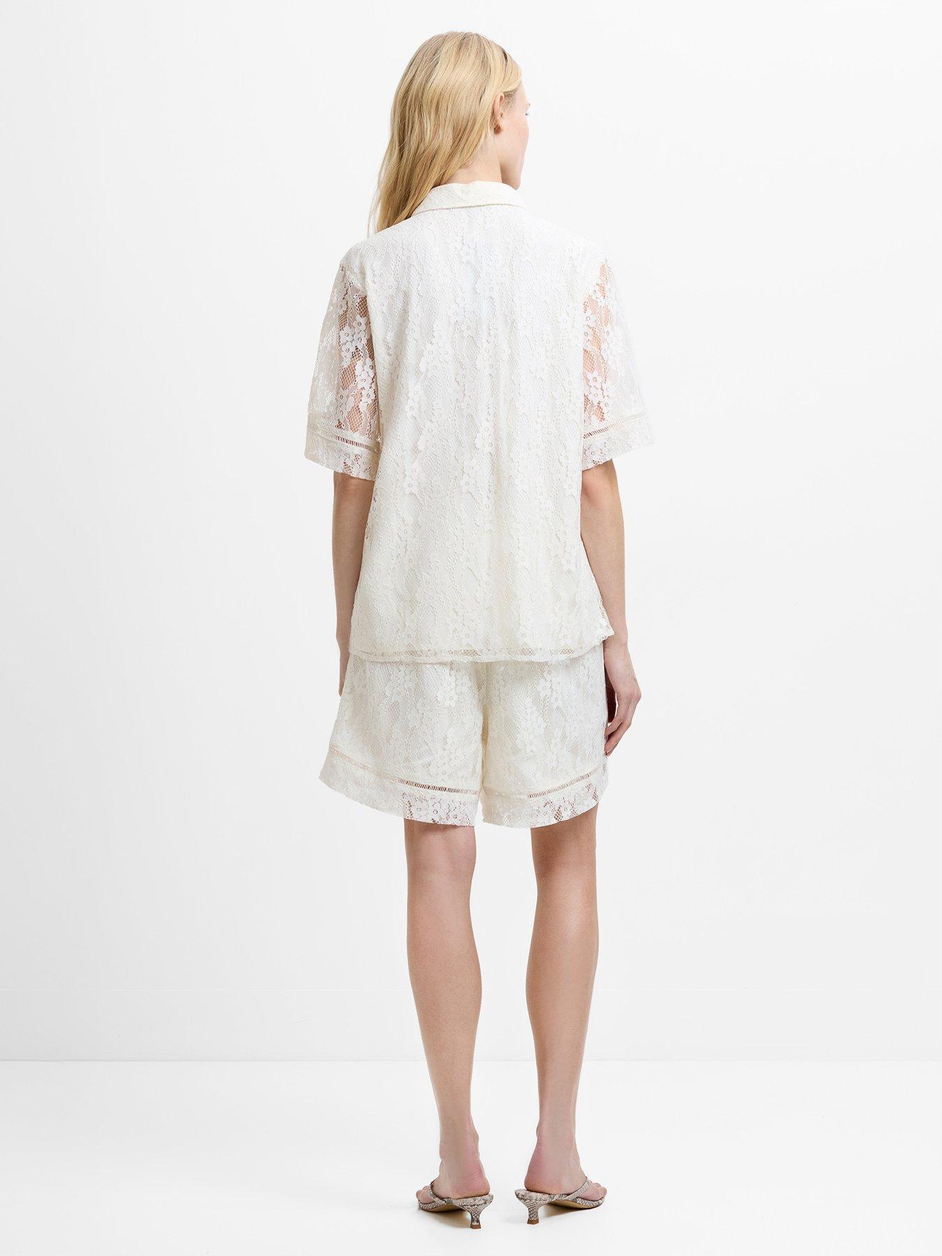 Image 3 of 5 of French Connection Lace Button-up Short Sleeve Shirt