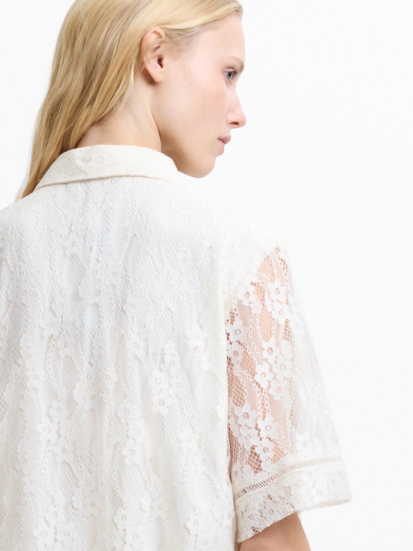 Image 4 of 5 of French Connection Lace Button-up Short Sleeve Shirt