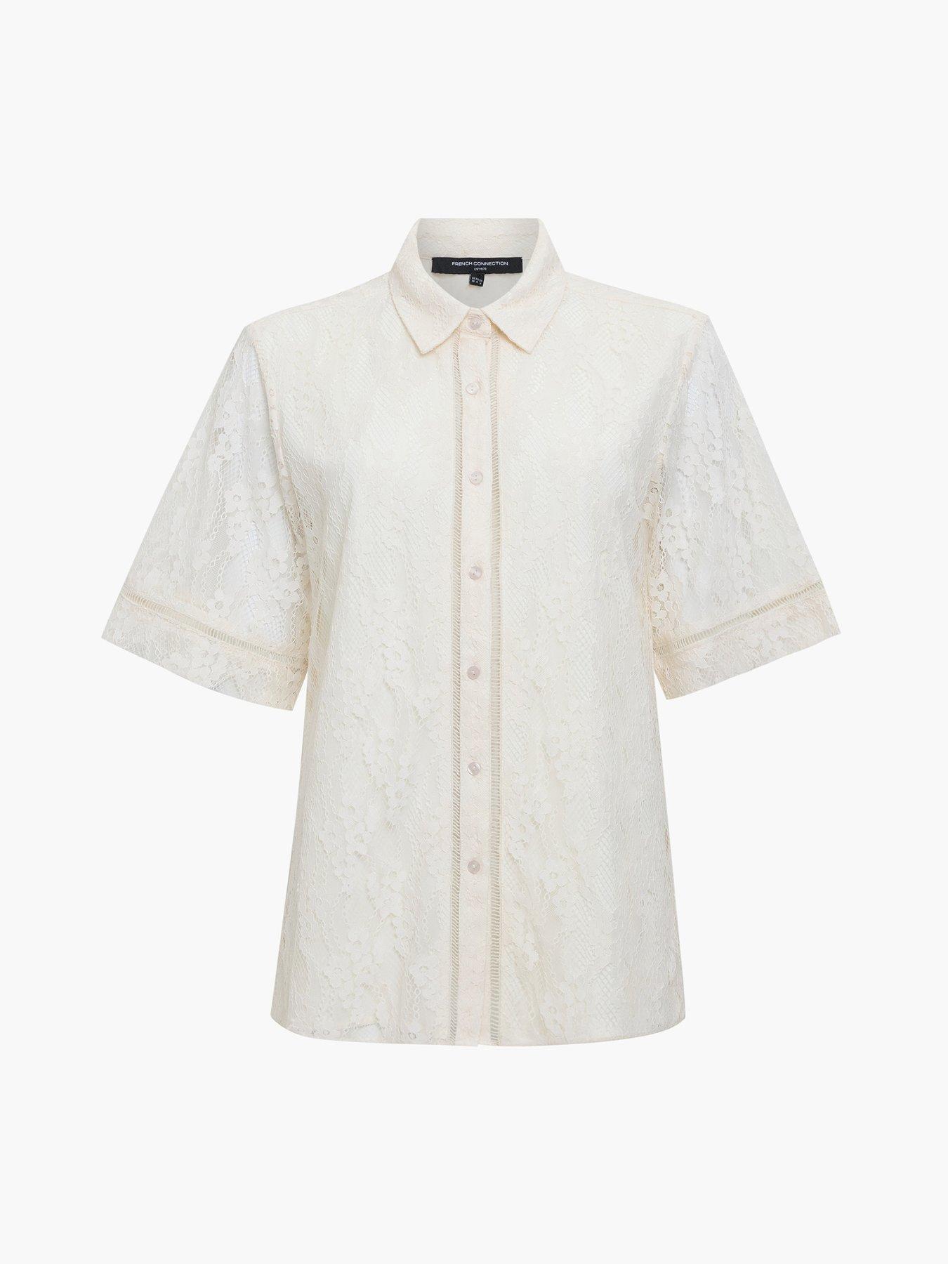 Image 5 of 5 of French Connection Lace Button-up Short Sleeve Shirt