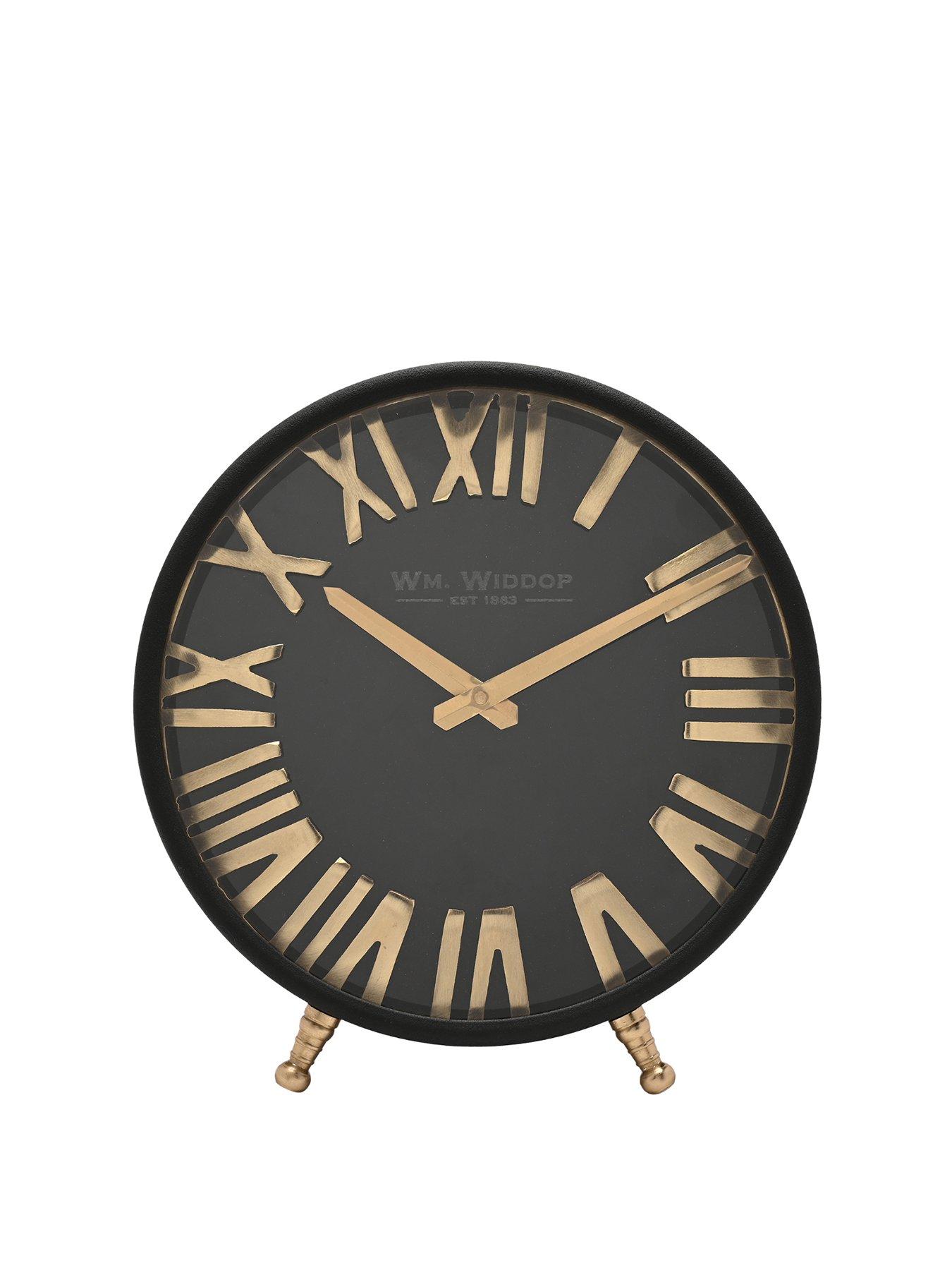 Image 2 of 7 of Hestia Black &amp; Gold Table Clock - 25cm
