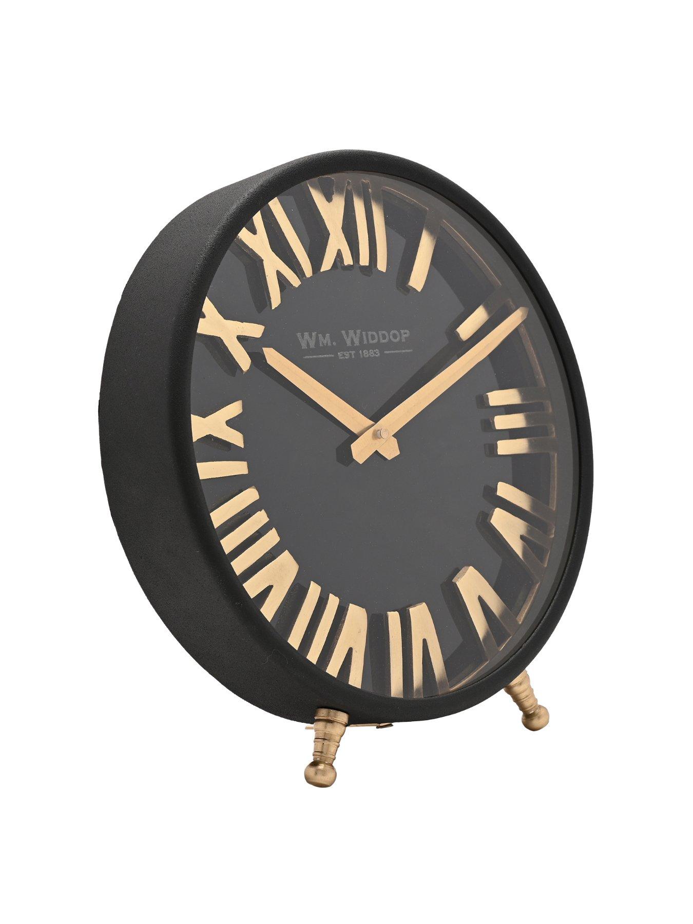 Image 3 of 7 of Hestia Black &amp; Gold Table Clock - 25cm