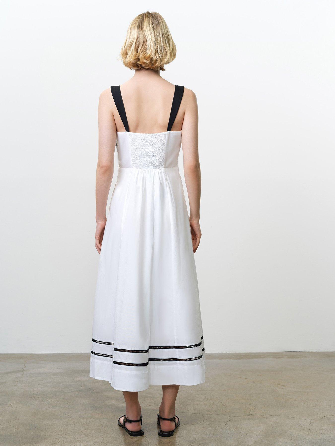 Image 2 of 5 of French Connection Cotton Floral Embroidered Wide Strap Midi Dress
