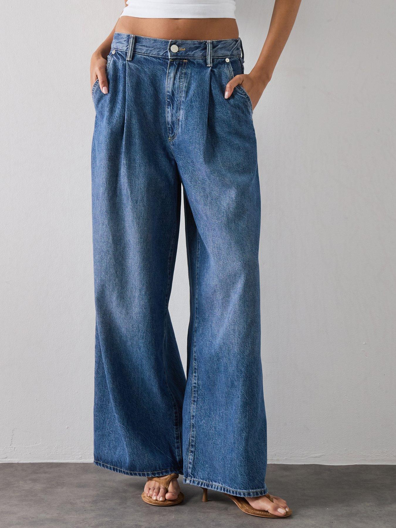 AllSaints Haze Pleat Jean, Blue, Size 32, Women