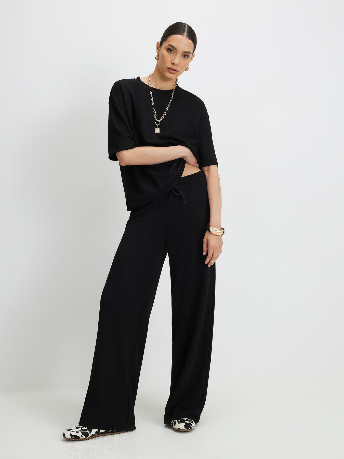 River Island Premium Wide Leg Co-Ord Jogger - Black