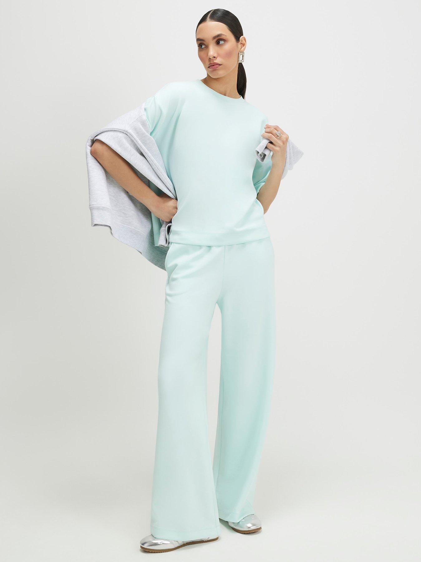 River Island High Waist Neo Premium Wide Leg Jogger - Green