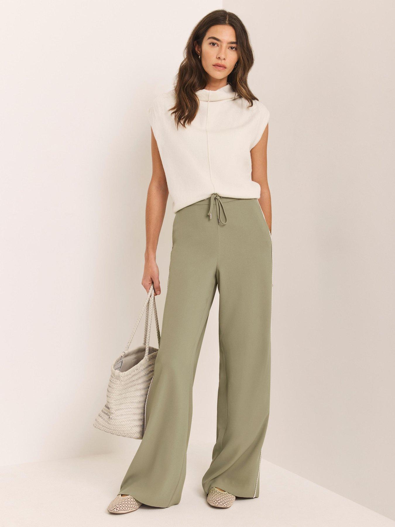 Image 4 of 6 of Mint Velvet Scallop Stripe Trousers - Khaki