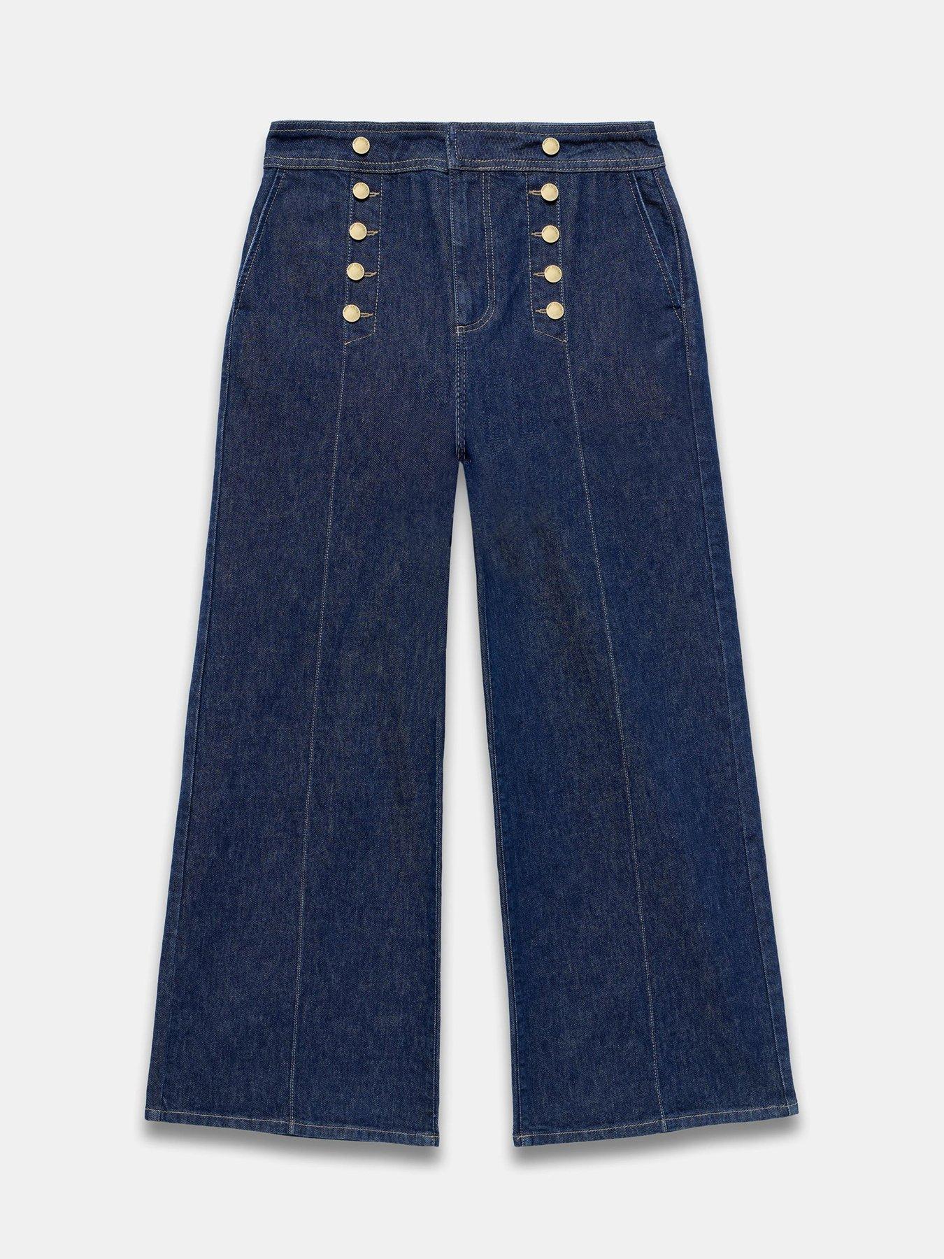 Image 5 of 6 of Mint Velvet Dark Indigo Button Front Jeans - Blue