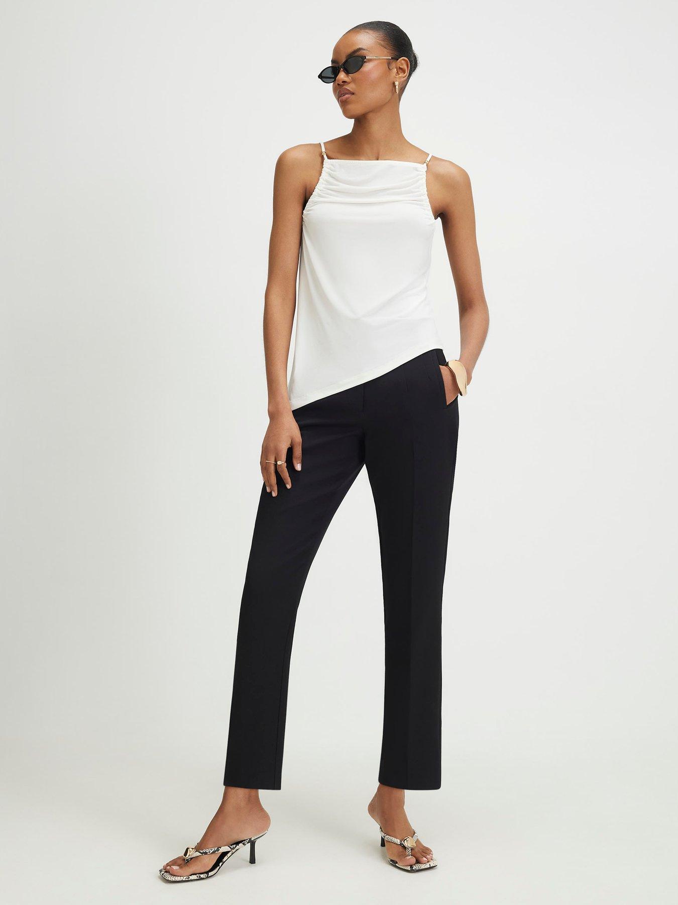black and white cigarette trousers Ankle-length with polka dot print in / These gingham capri pants are made from stretch LATTE Women's Front of House
