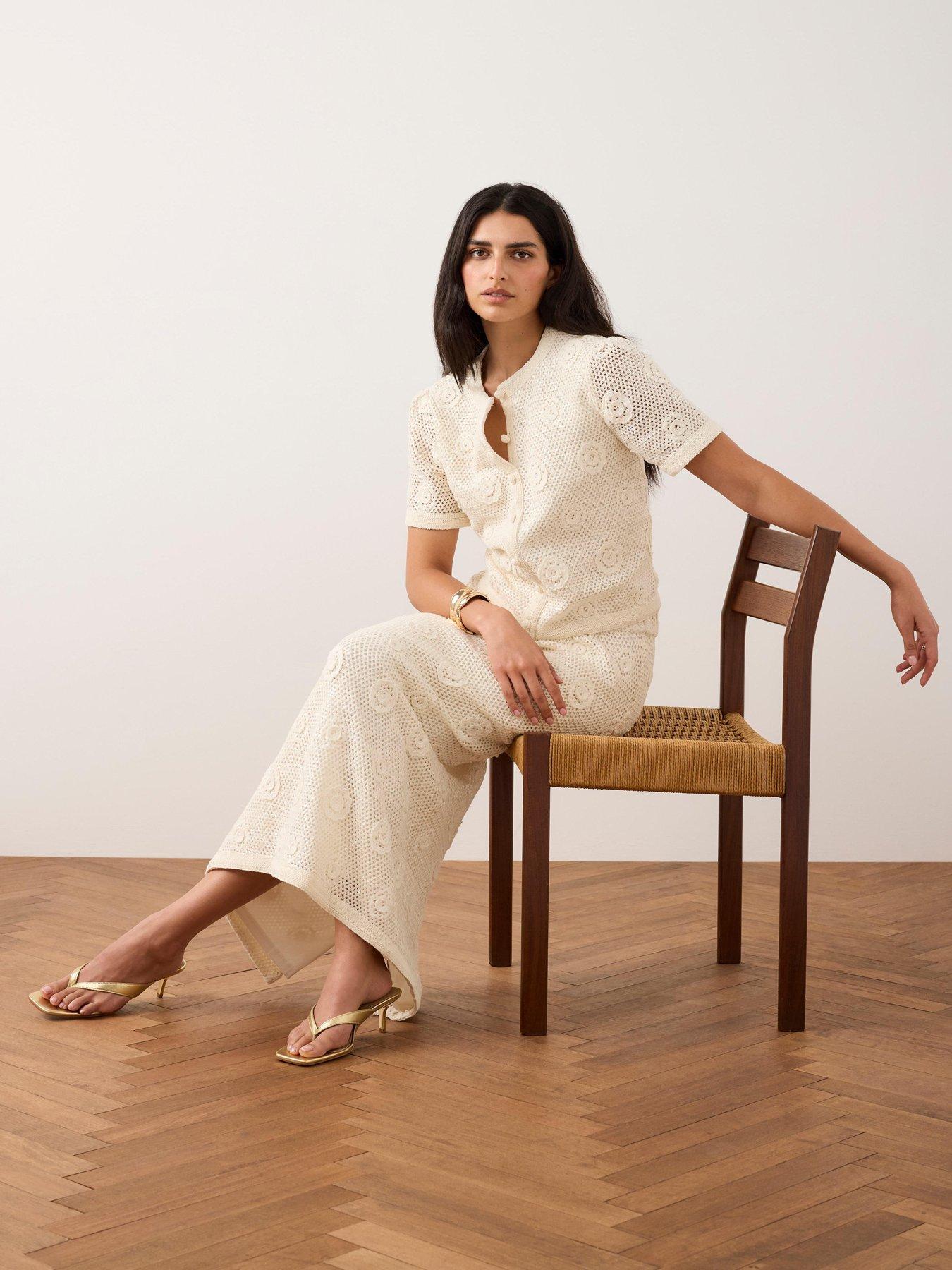 Image 2 of 6 of Mint Velvet Sequin Flower Top - Neutral