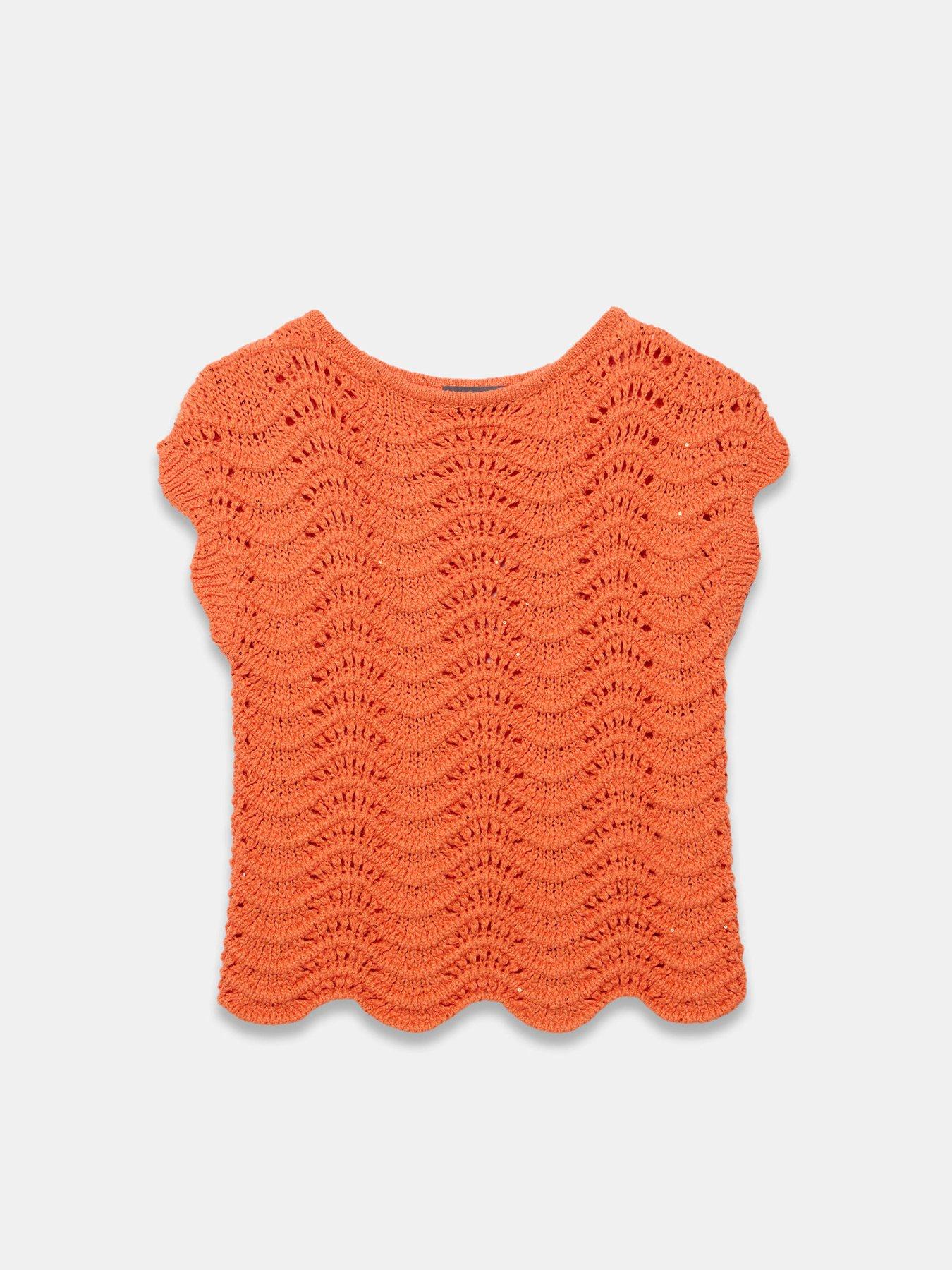 Image 5 of 6 of Mint Velvet Sparkle Stitch Top - Orange