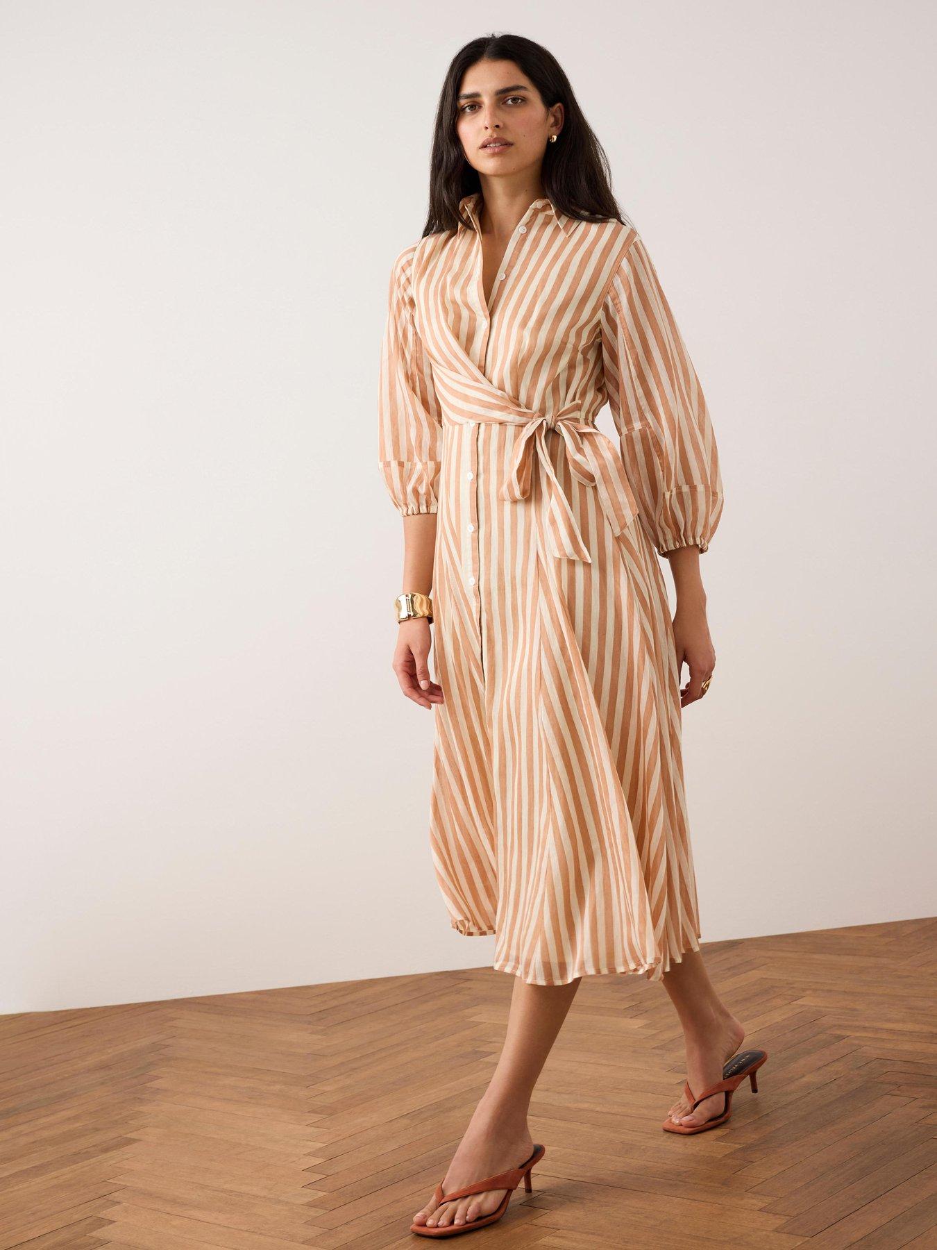 Mint Velvet Stripe Wrap Midi Shirt Dress