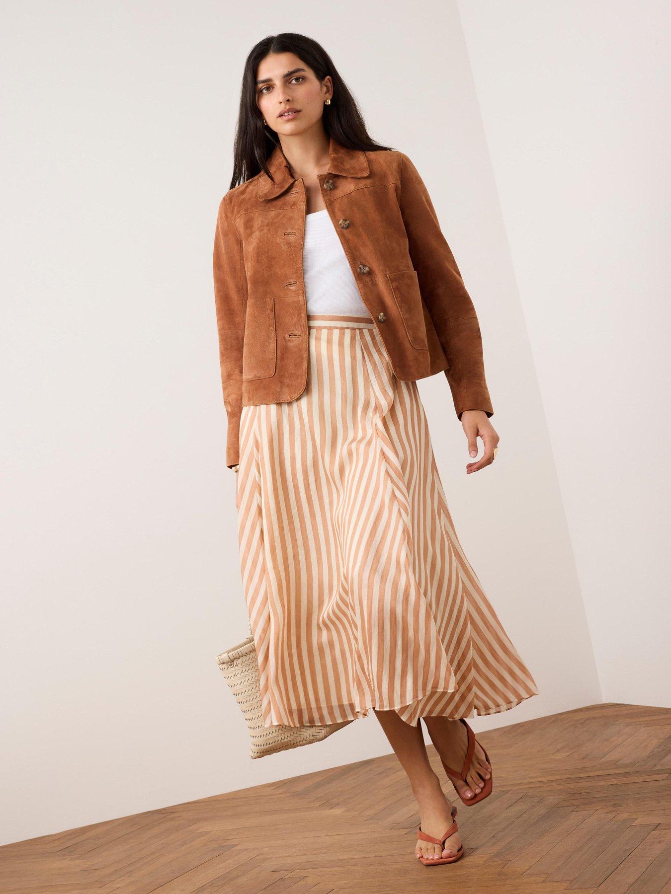 Mint Velvet Orange Stripe Aline Skirt