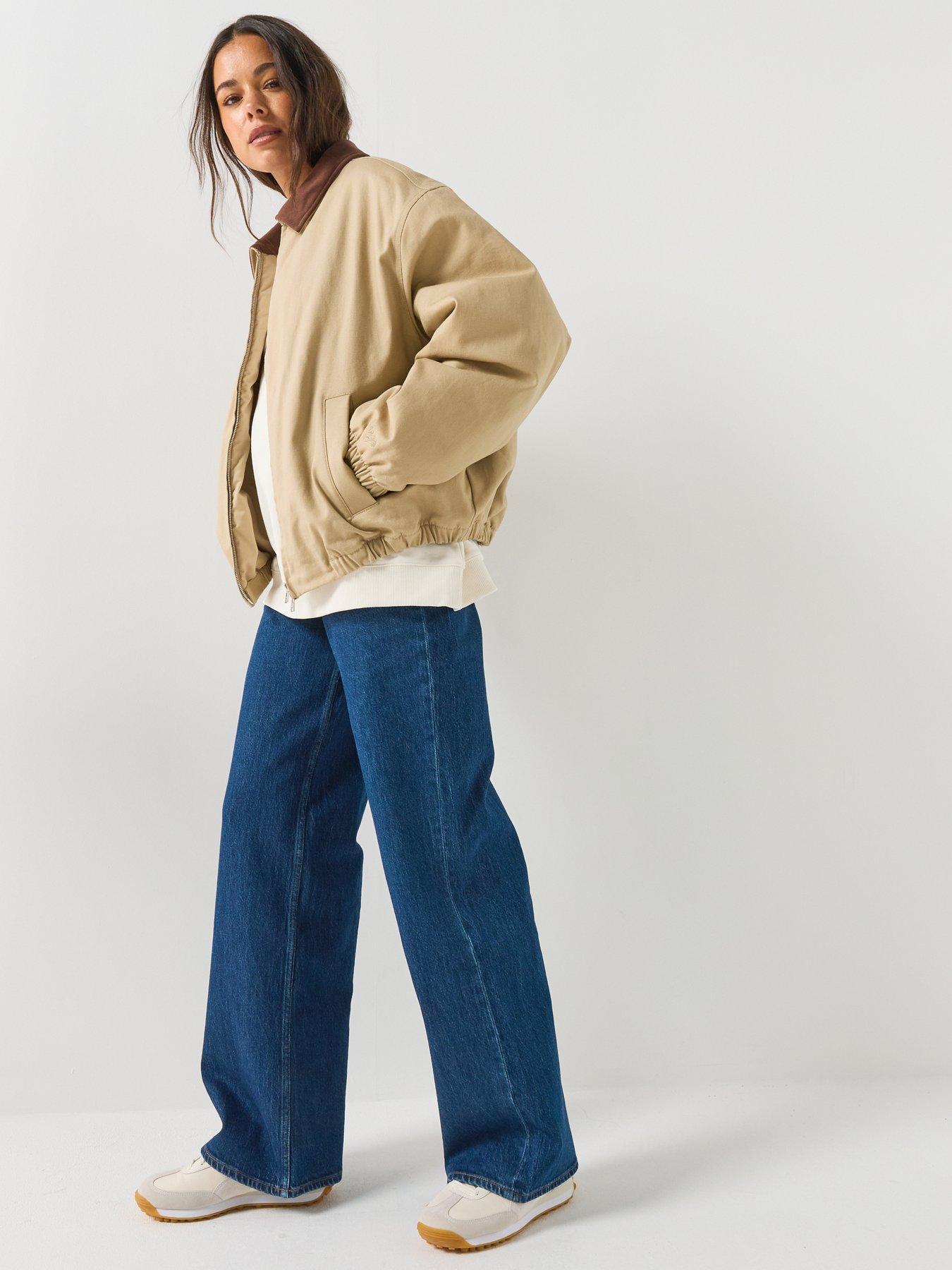 Image 3 of 4 of HUGO Stretch-Cotton Jacket With Contrast Corduroy Collar - Beige