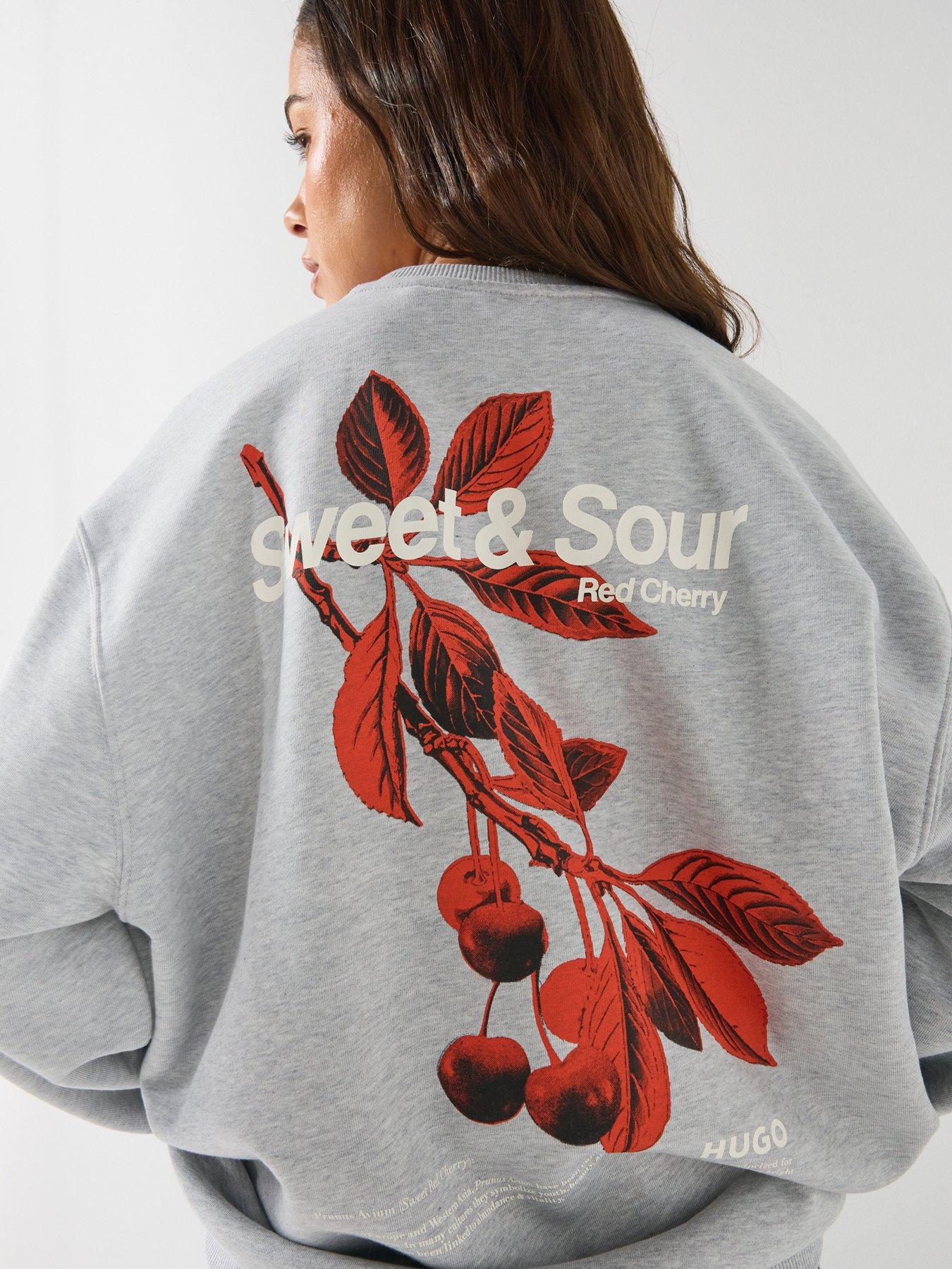 HUGO Relaxed-Fit Pure Cotton Graphic Sweatshirt - Grey