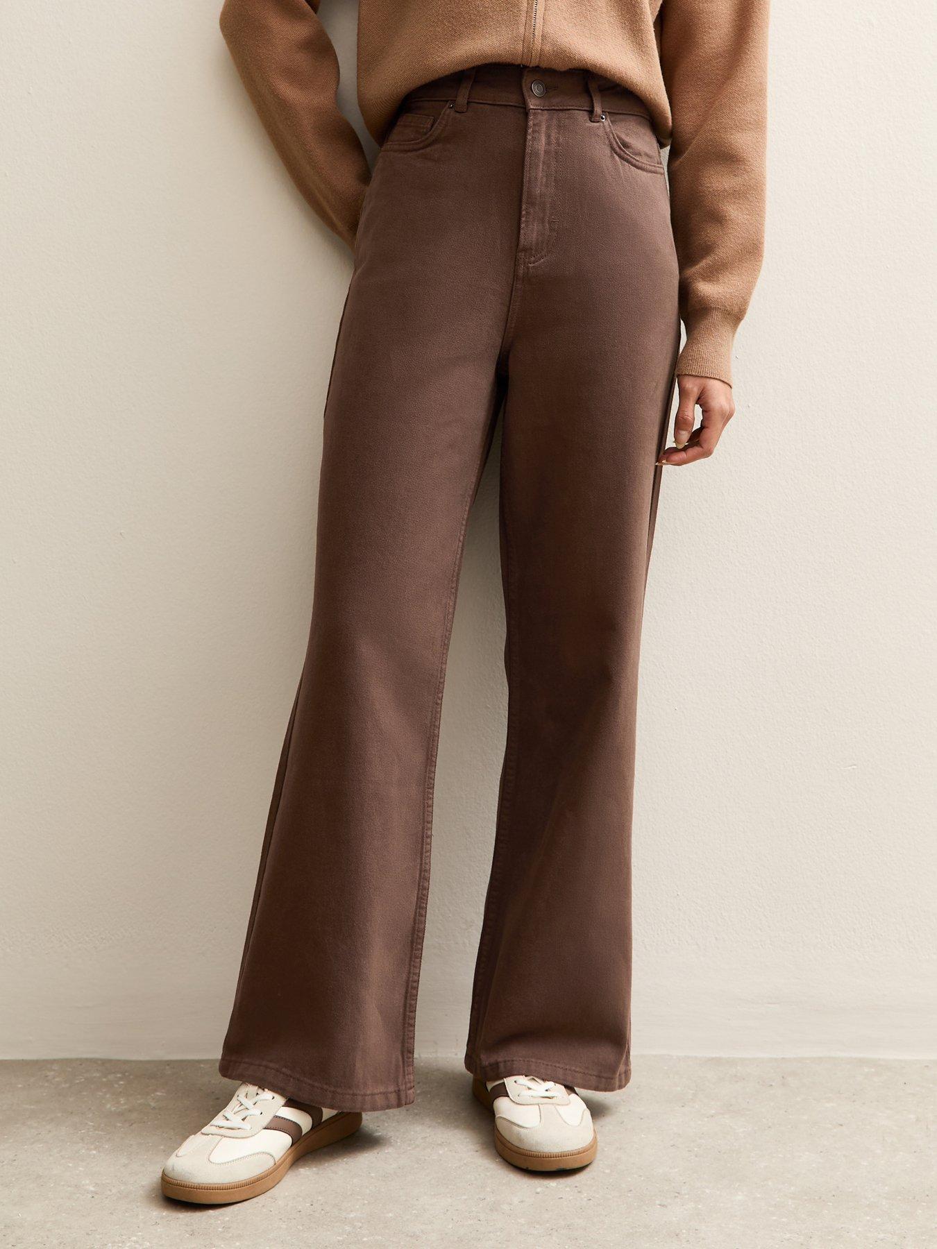 New Look Adalae High Waisted Wide Leg Jeans - Brown