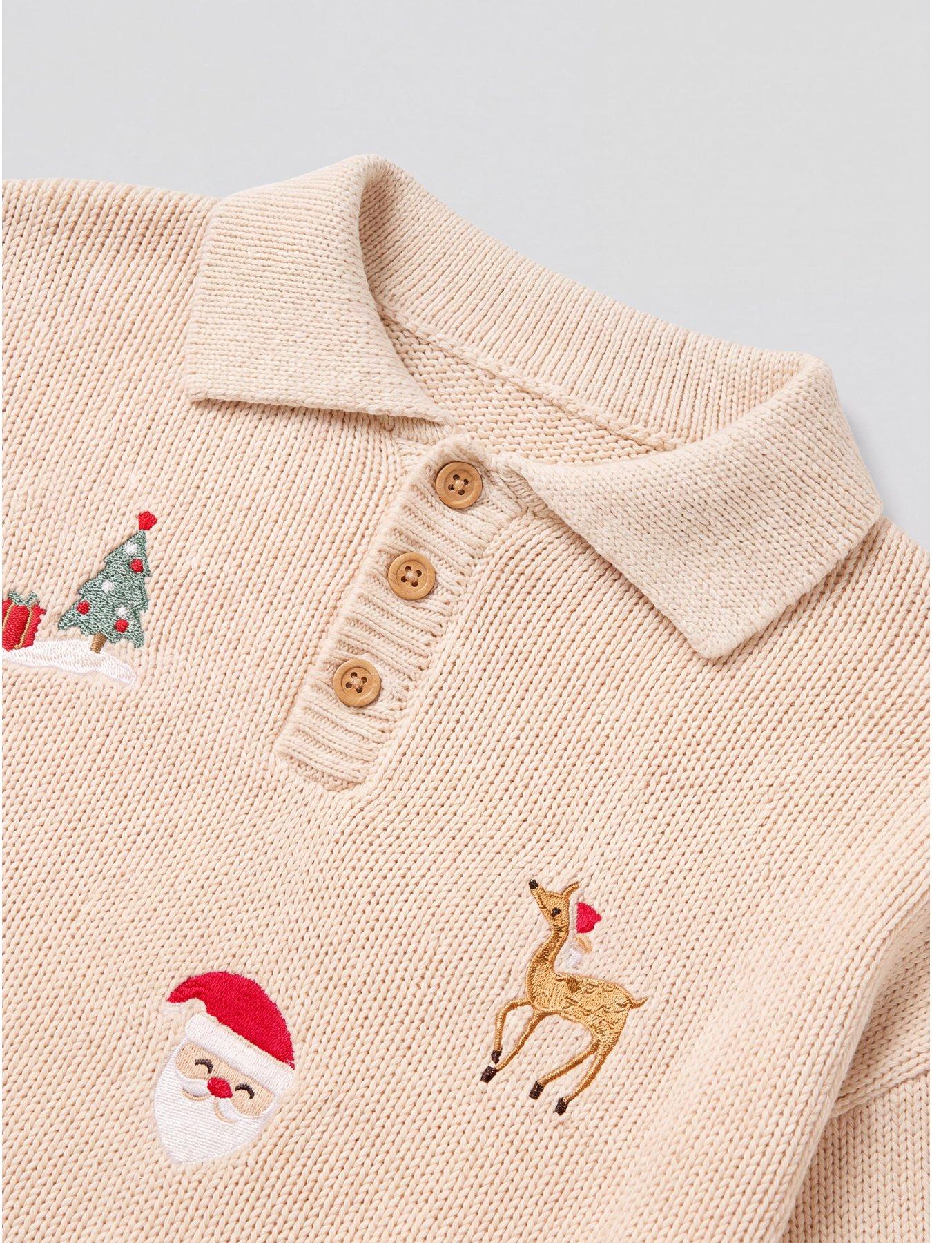 Image 3 of 3 of The Very Collection Boys Fairisle Knitted Basic Christmas Jumper - Cream