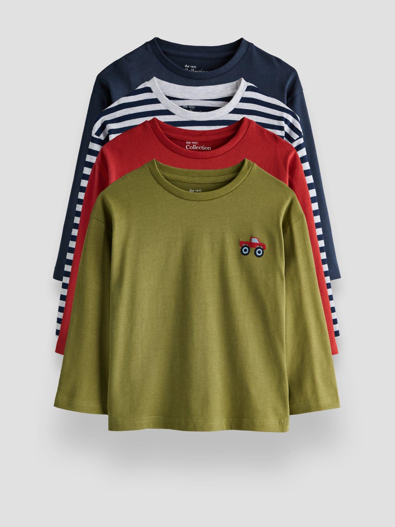 Image 1 of 5 of The Very Collection Boys Cotton Rich 4 Pack Graphic Basic T-Shirt - Multi