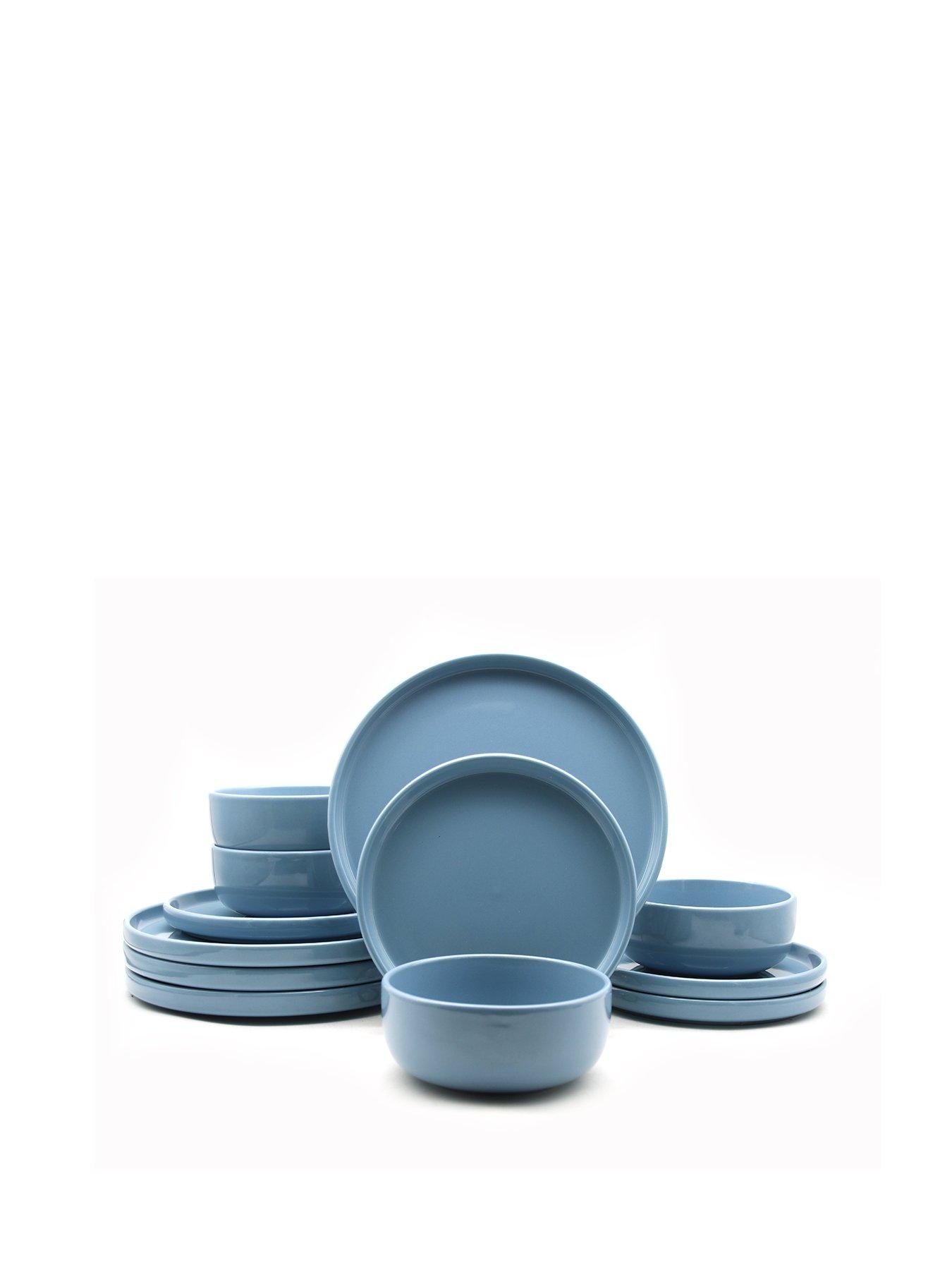 Image 2 of 3 of WATERSIDE 12Pc Pastel Blue Lipped Dinner Set