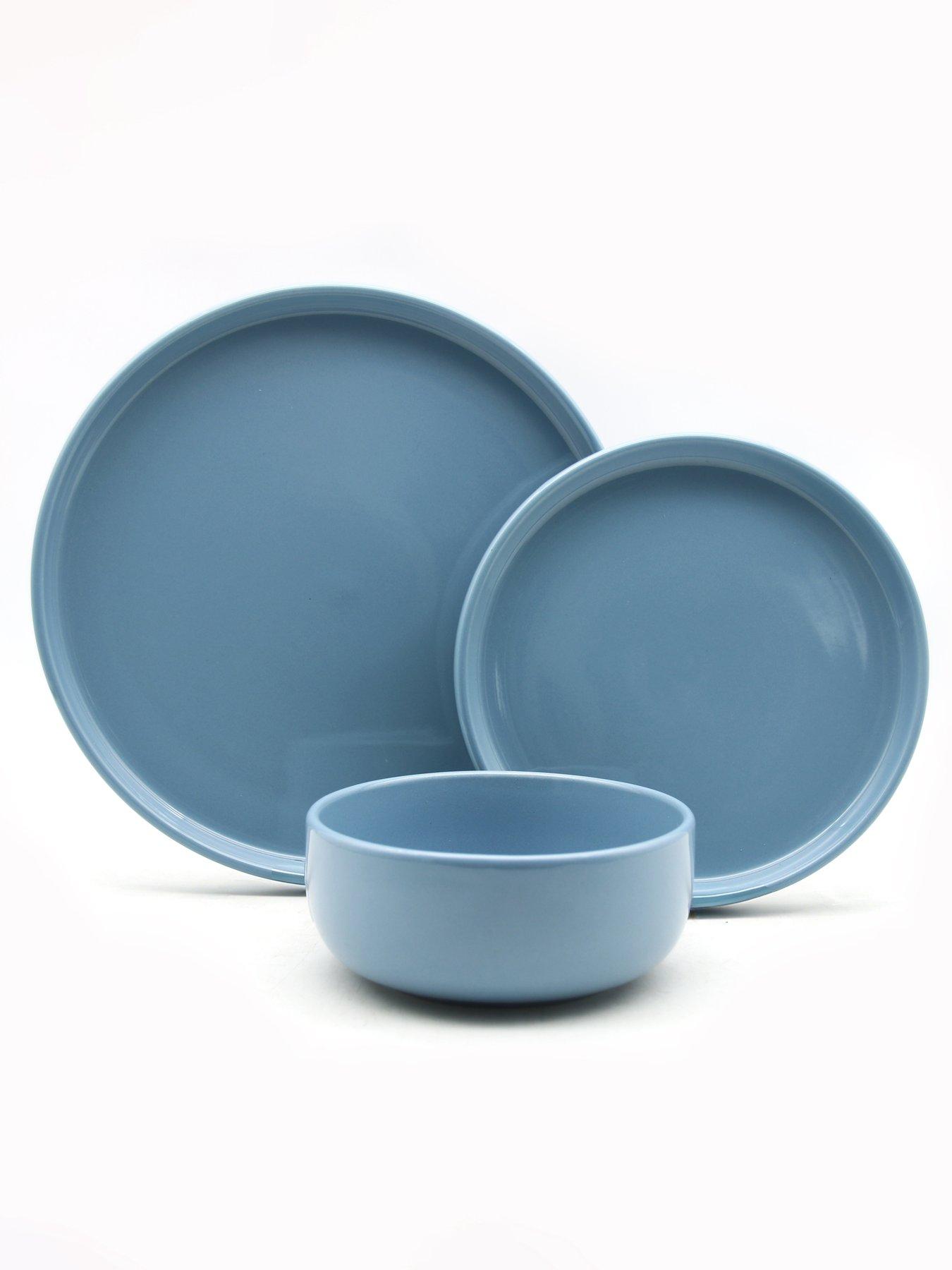 Image 3 of 3 of WATERSIDE 12Pc Pastel Blue Lipped Dinner Set