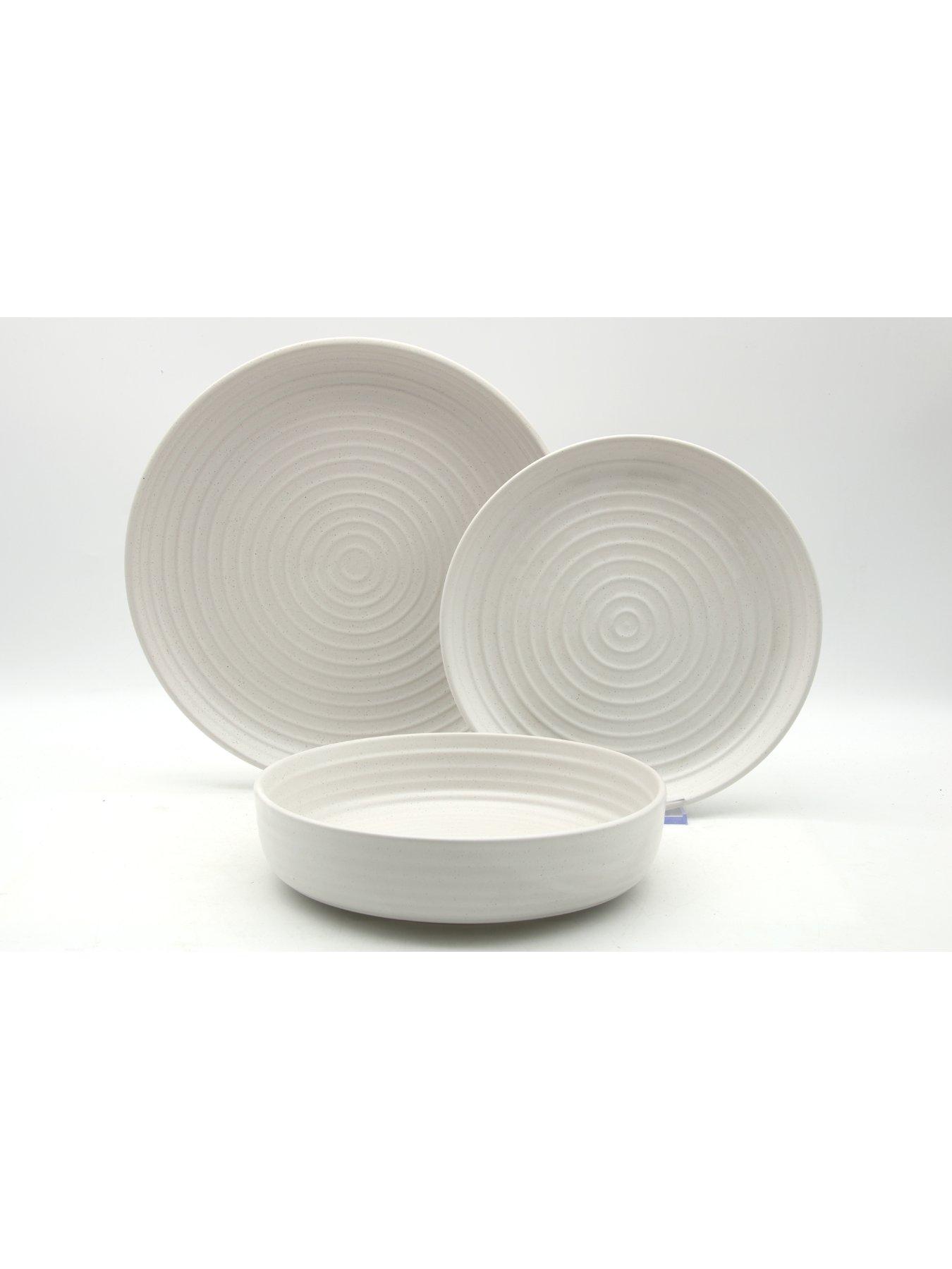 Image 3 of 3 of WATERSIDE 12Pc Cream White Ribbed Dinner Set