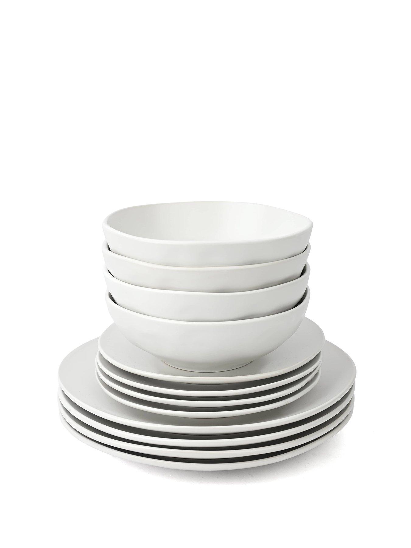 Image 2 of 5 of WATERSIDE 12Pc White Organic Irregular Dinner Set