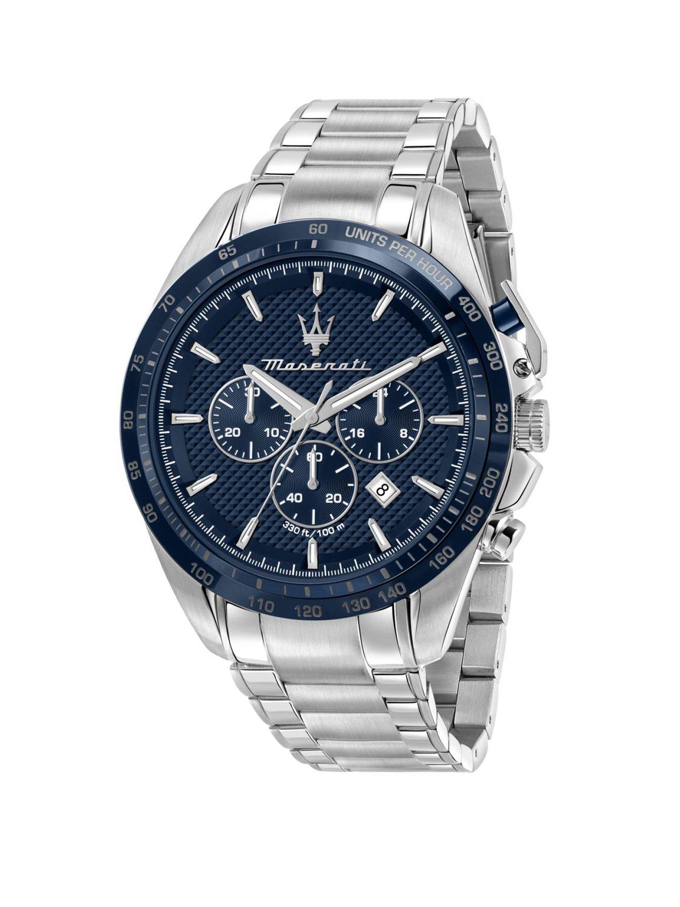 Maserati Traguardo 45mm Chr Blue Dial Br Ss