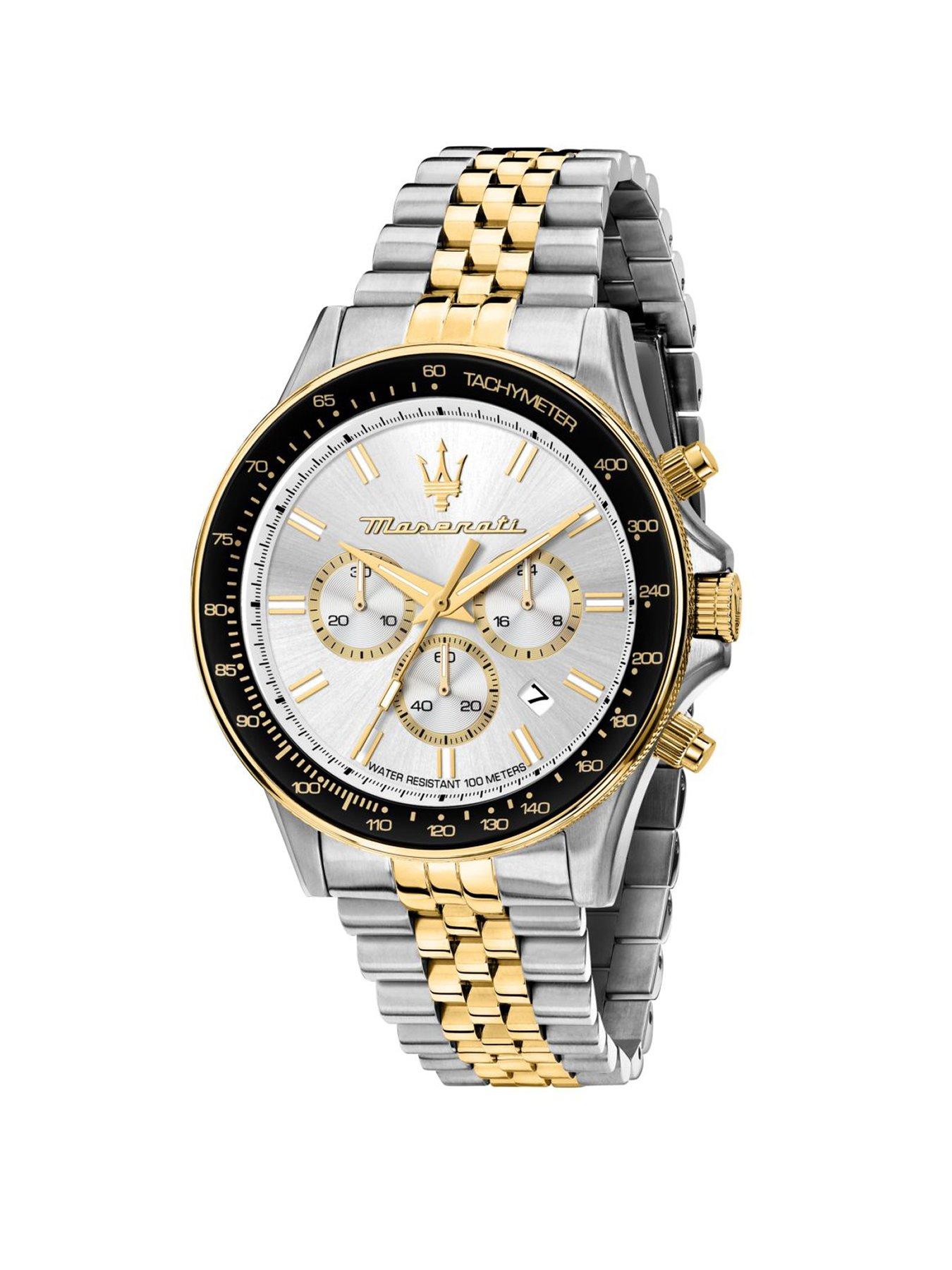 Maserati SFIDA 44MM CHRO W/SILVER DIAL SS+YG BR