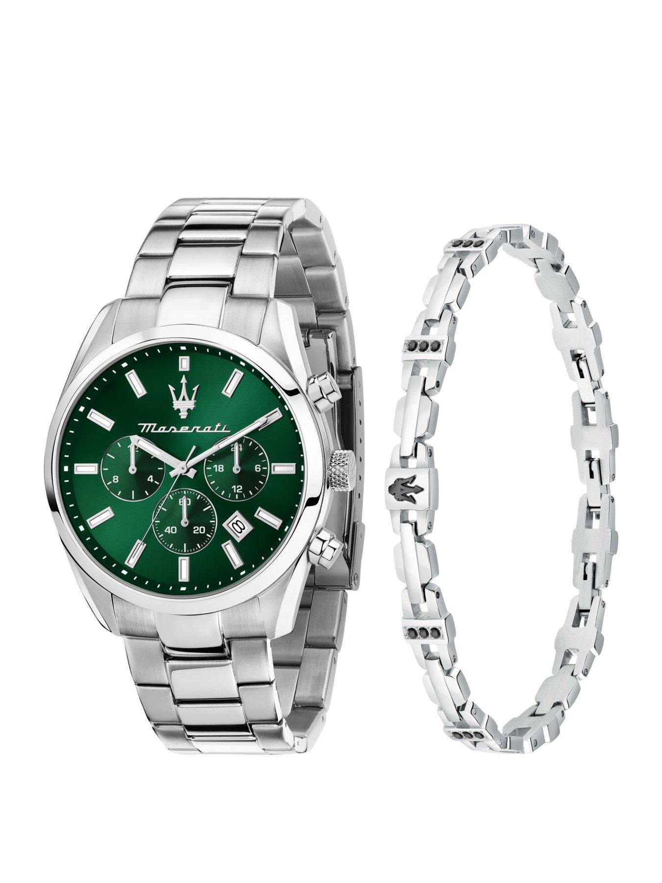 Maserati ATTRAZIONE 43MM MLT GREEN DIAL SS BR+JEW