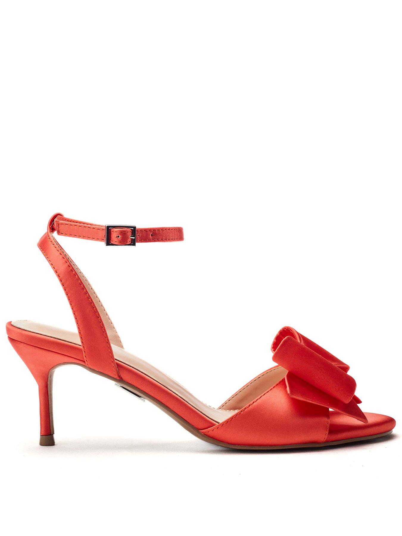 Moda In Pelle Lotty & Satin Low Sandals With Large Bow Trim, Orange, Size 6, Women