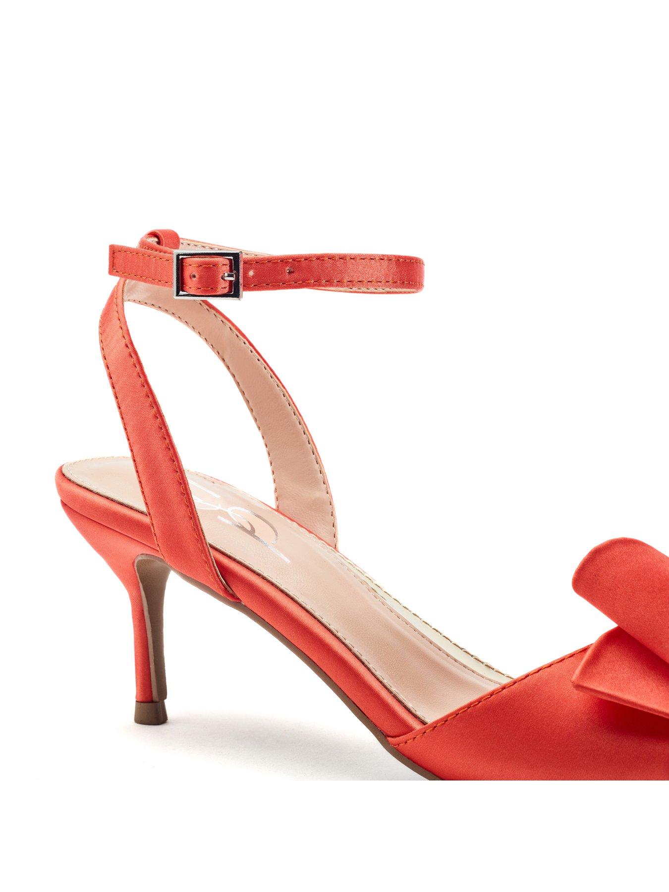 Image 2 of 3 of Moda In Pelle Lotty&nbsp;Satin Low Sandals With Large Bow Trim - &nbsp;Orange&nbsp;