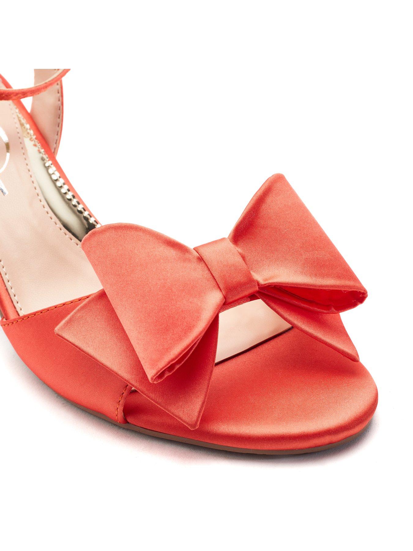 Image 3 of 3 of Moda In Pelle Lotty&nbsp;Satin Low Sandals With Large Bow Trim - &nbsp;Orange&nbsp;