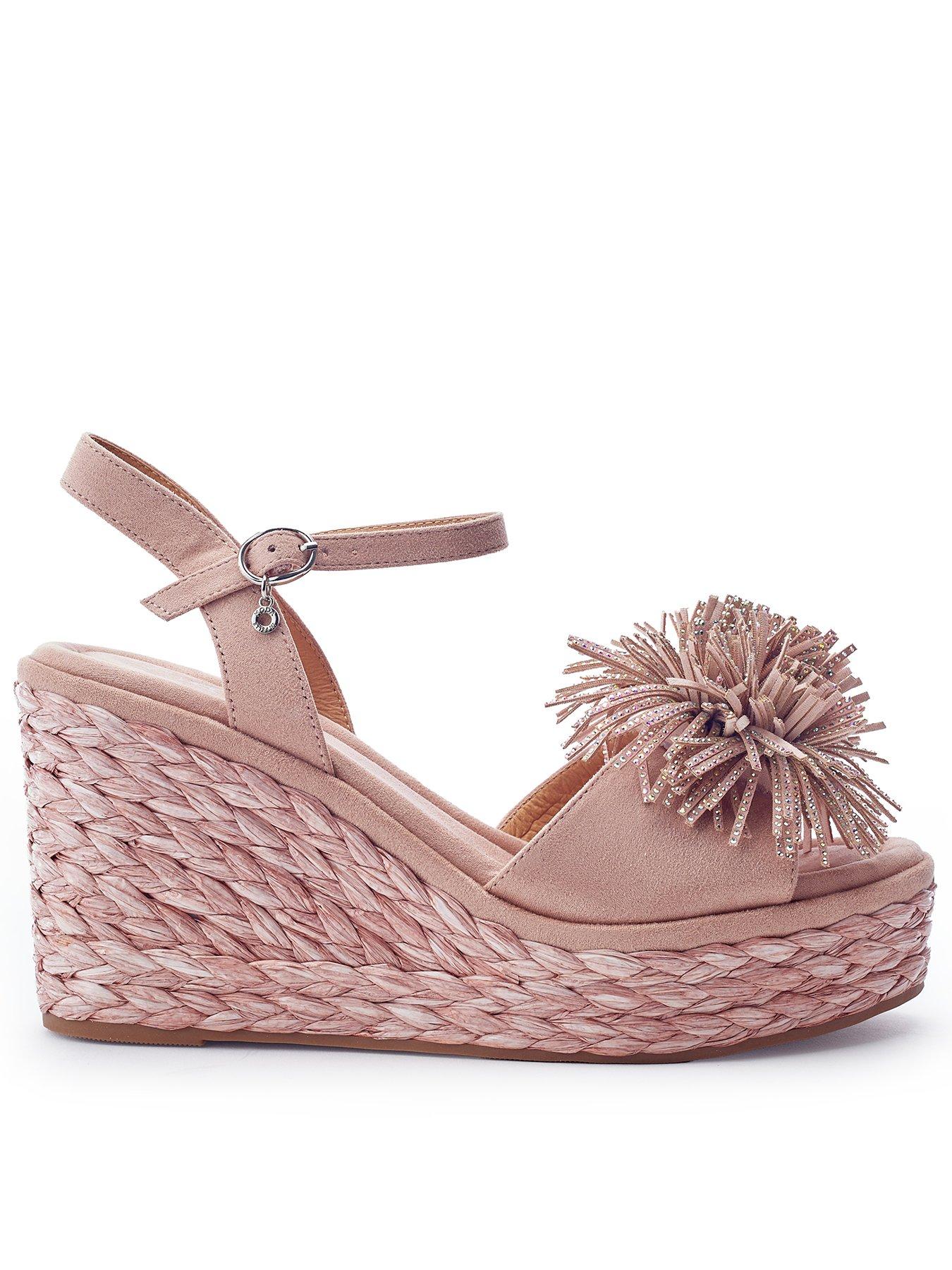 Moda In Pelle Marco Cameo Alcantara Pom Pom Wedge Sandals, Multi, Size 8, Women