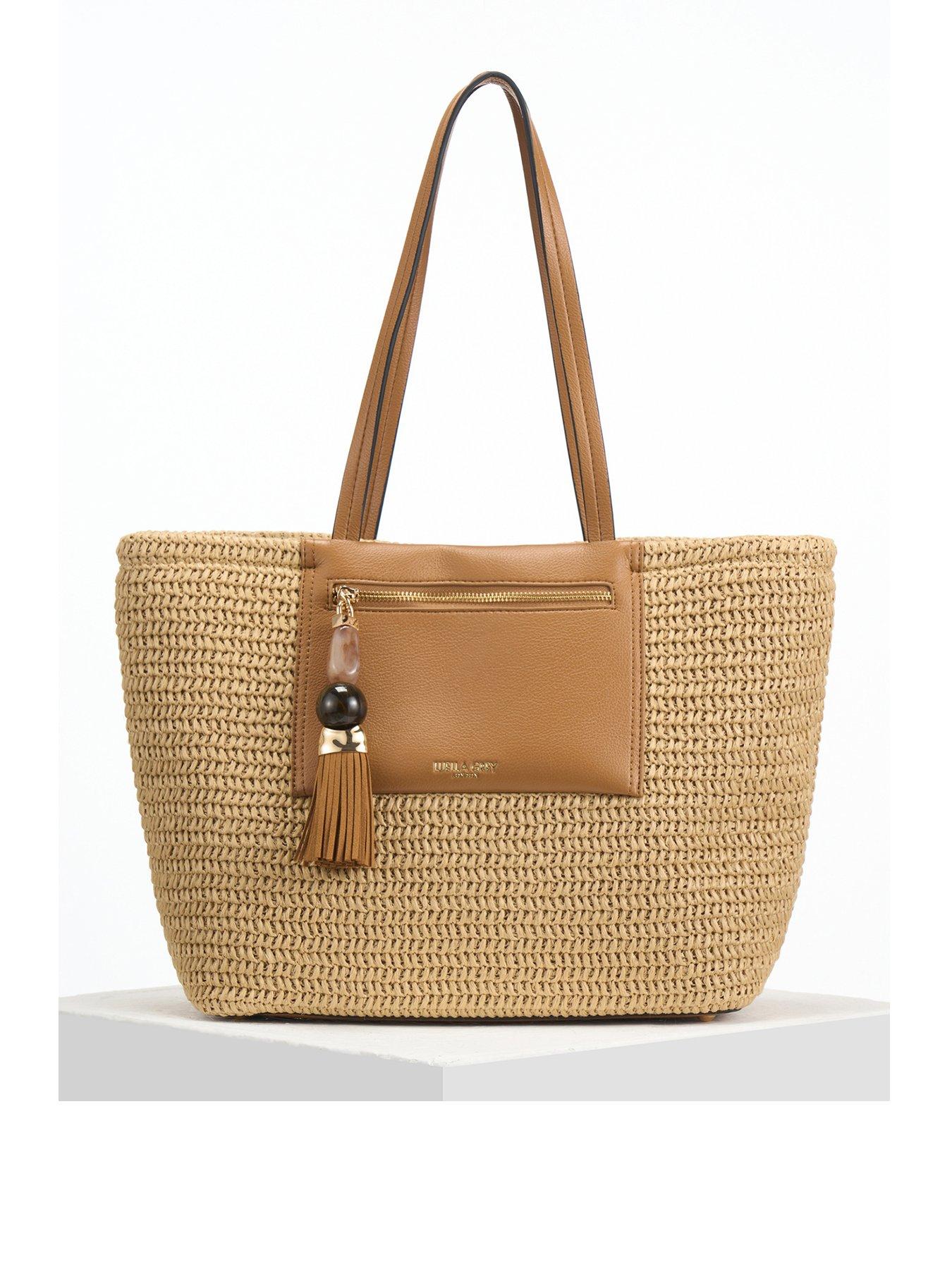 Luella Grey Catalina Raffia Casual Tote With Pouch