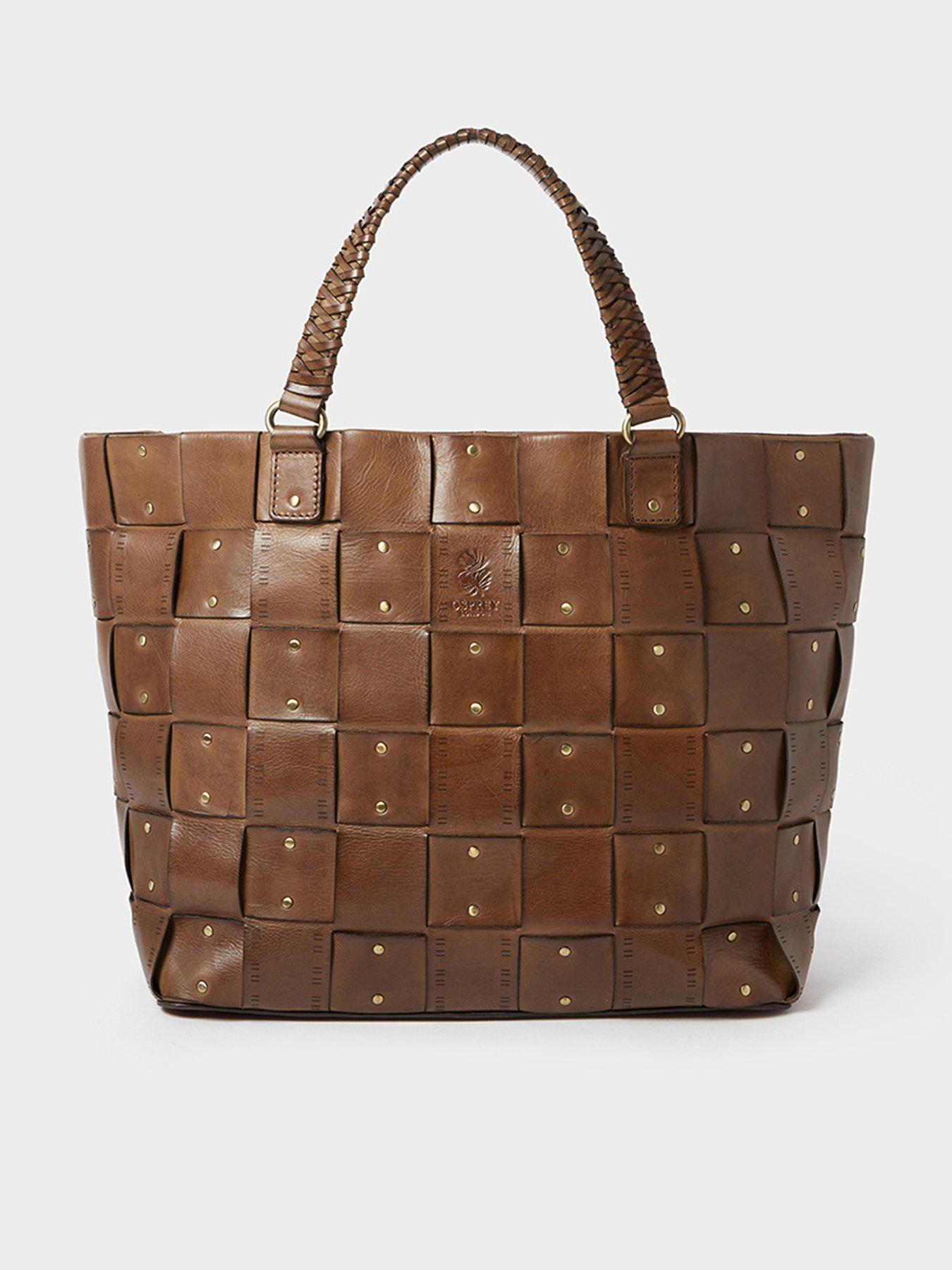 Osprey London The Audacia Leather Tote Bag, Beige, Women