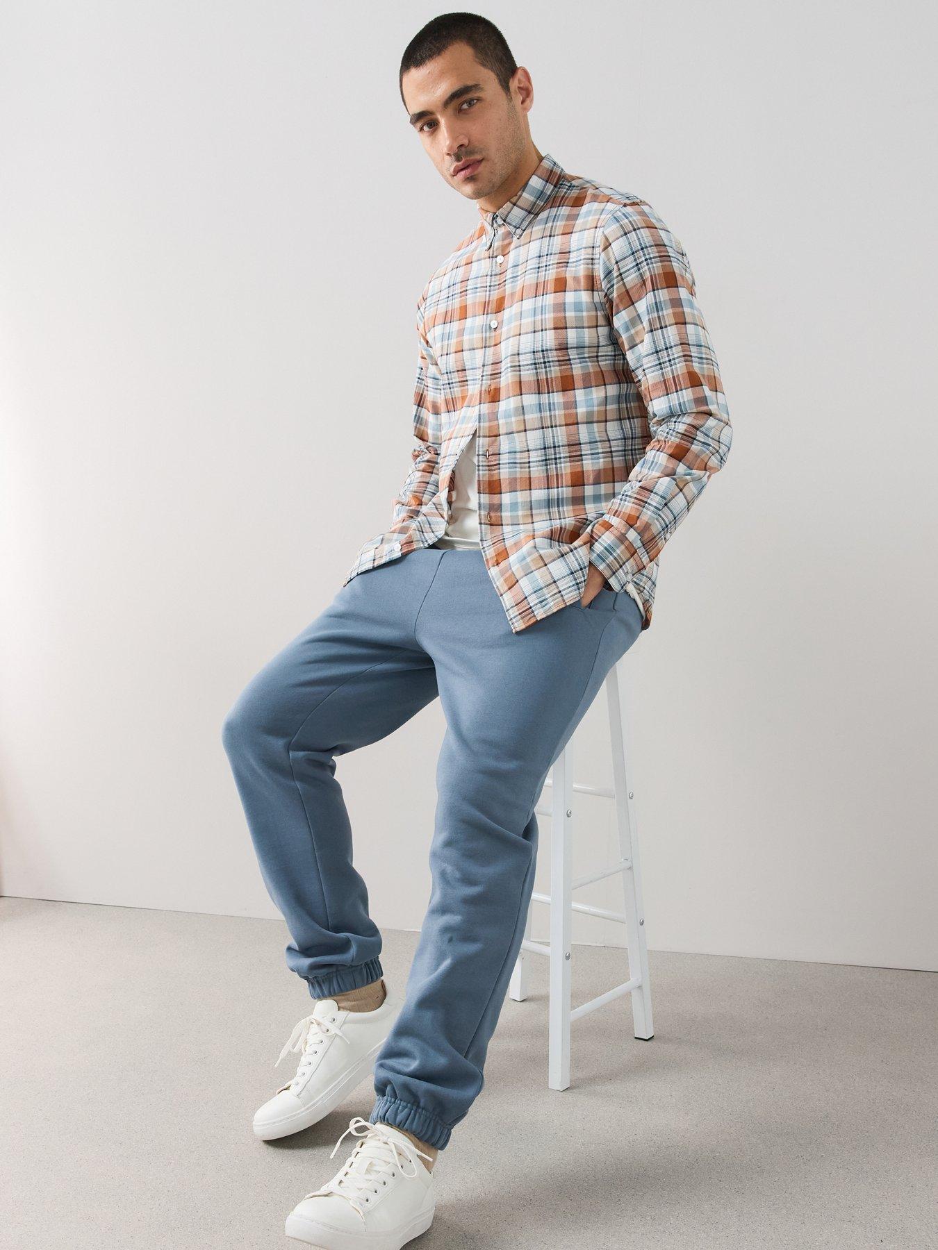 The Very Collection Premium Heavyweight Relaxed Fit Cuffed Joggers - Airforce Blue