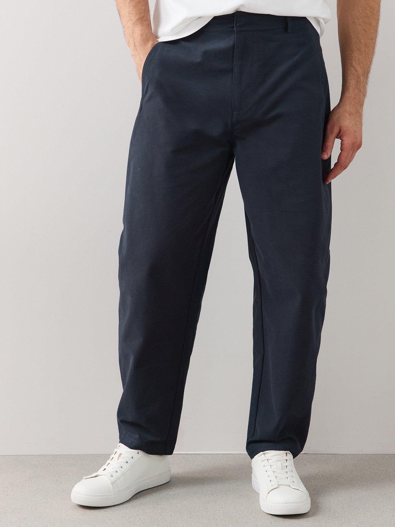 Image 1 of 7 of The Very Collection Barrel Fit Jersey Trousers With Stretch - Navy