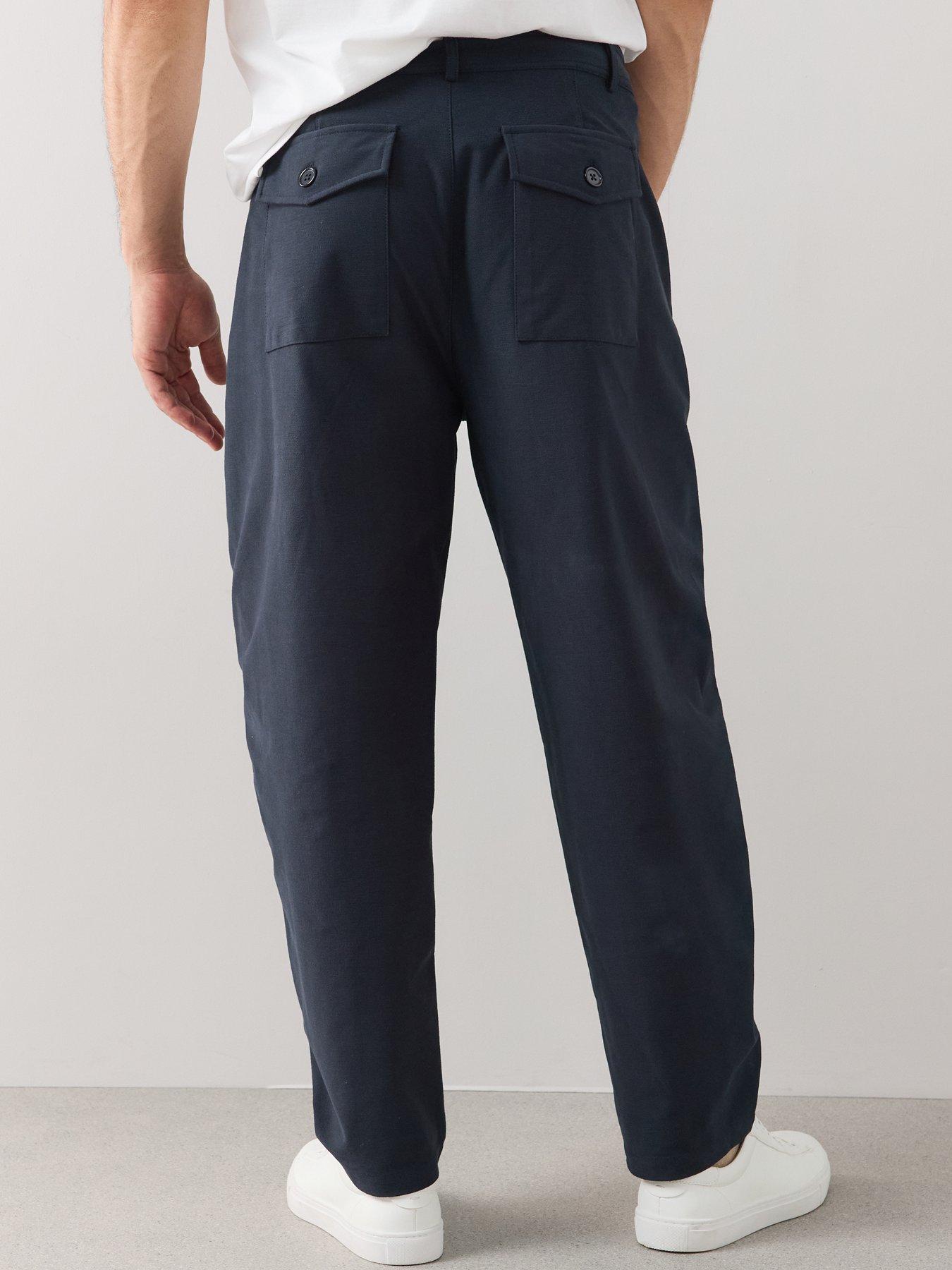 Image 2 of 7 of The Very Collection Barrel Fit Jersey Trousers With Stretch - Navy