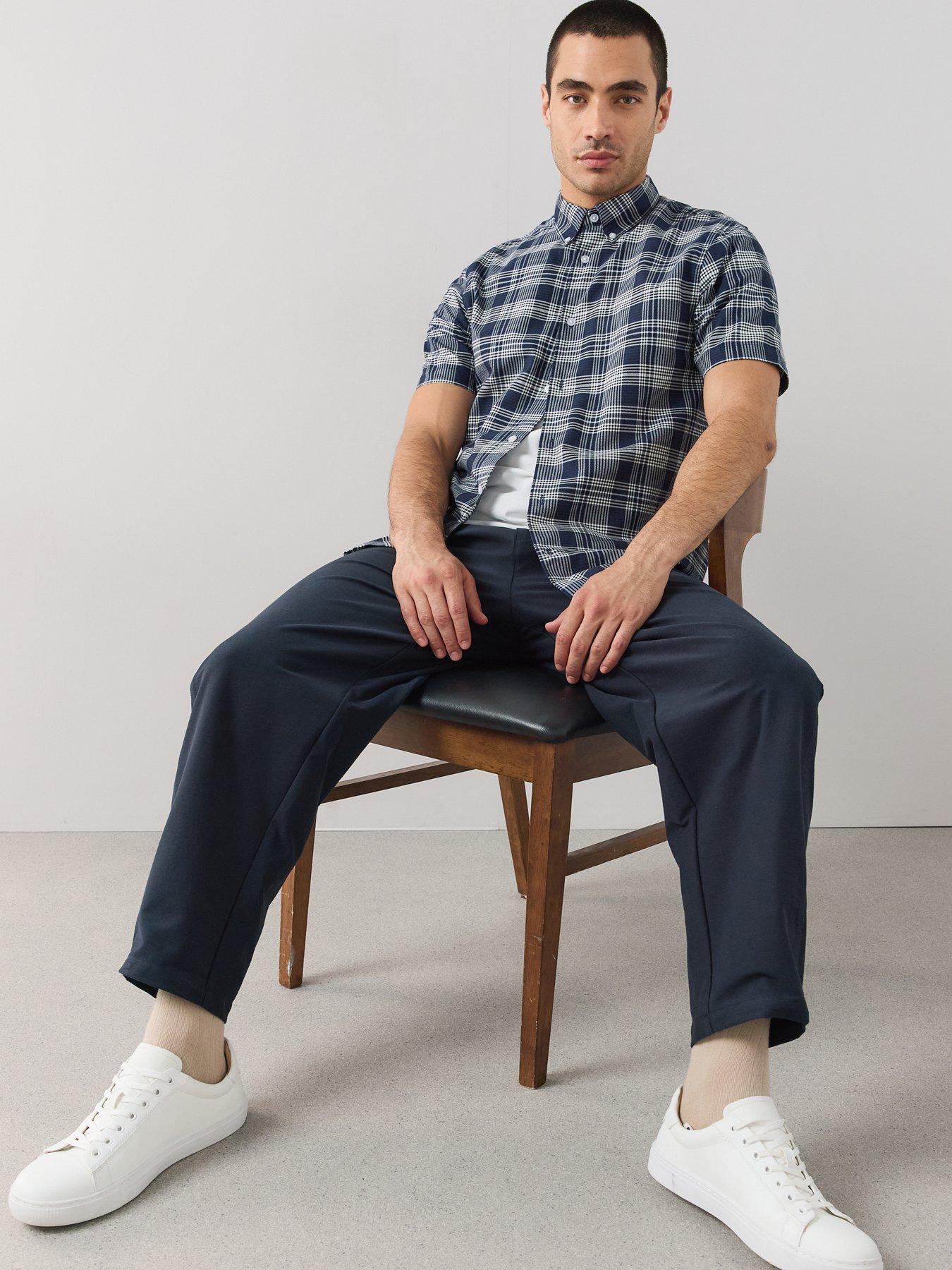 Image 6 of 7 of The Very Collection Barrel Fit Jersey Trousers With Stretch - Navy