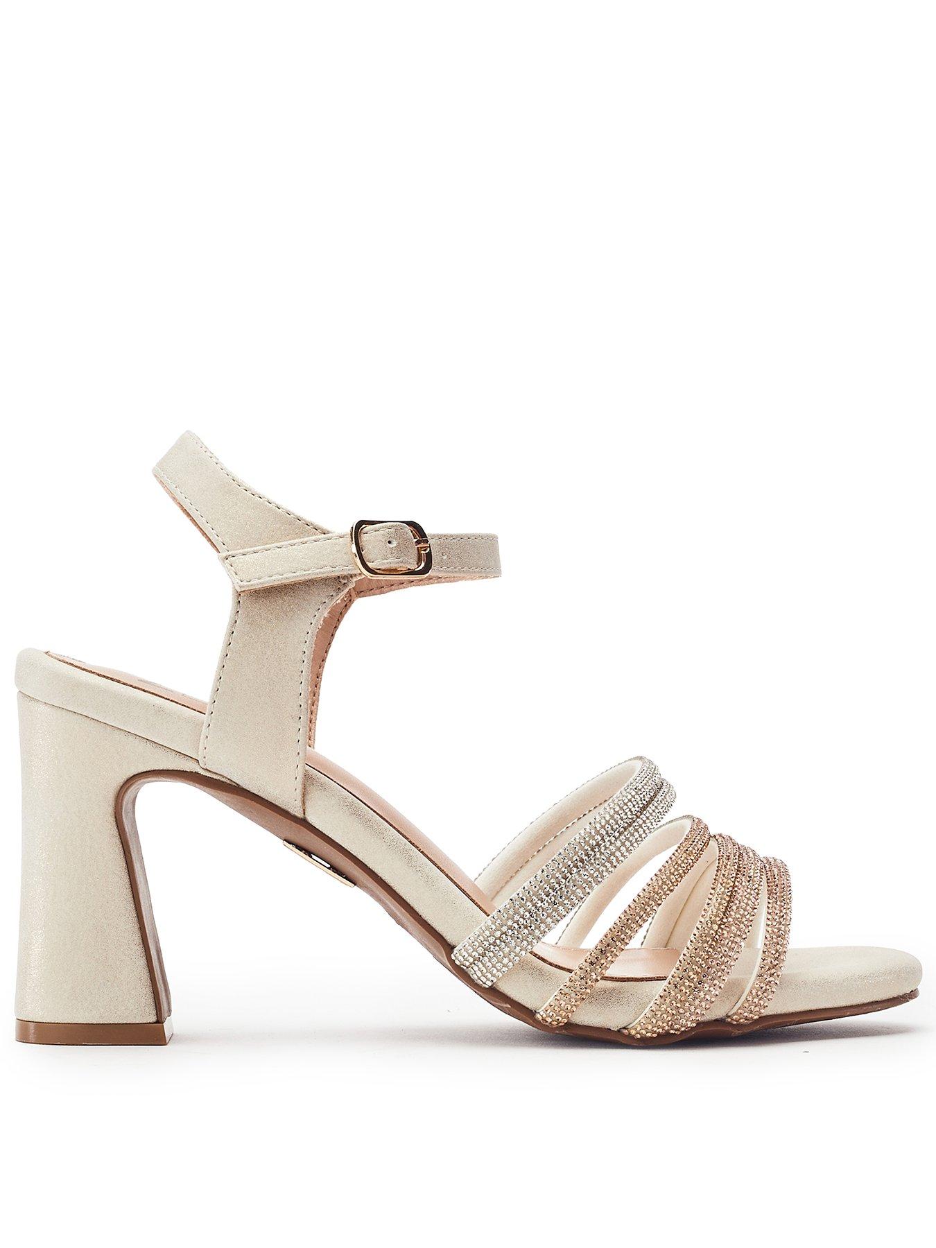 Moda In Pelle Narine Gold Porvair Strappy Hotfix Block Heel Sandal