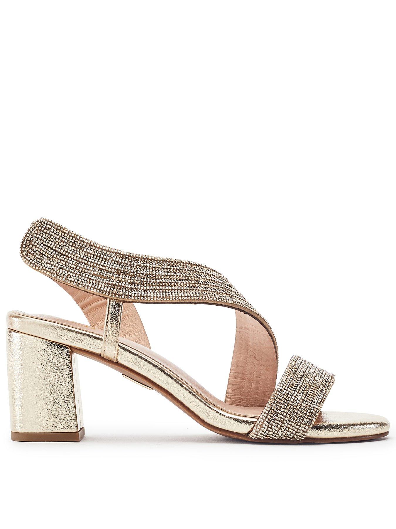 Moda In Pelle Nikkia & Porvair Asymetric Glits Heel Sandals, Gold, Size 7, Women