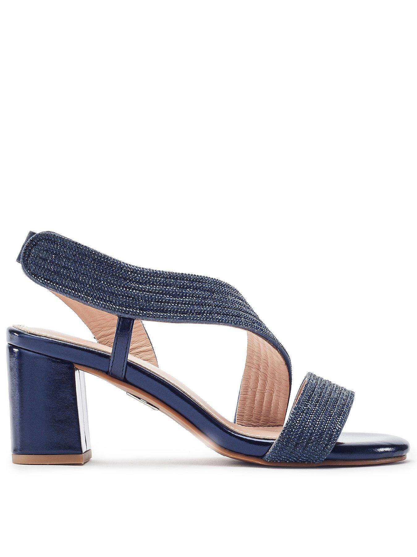 Image 1 of 4 of Moda In Pelle Nikkia Navy Porvair Asymetric Glits Heel Sandal