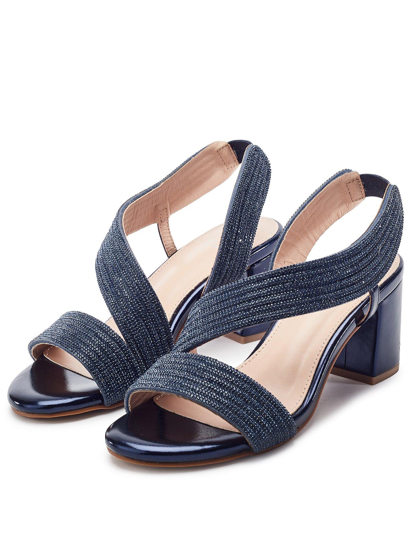 Image 2 of 4 of Moda In Pelle Nikkia Navy Porvair Asymetric Glits Heel Sandal