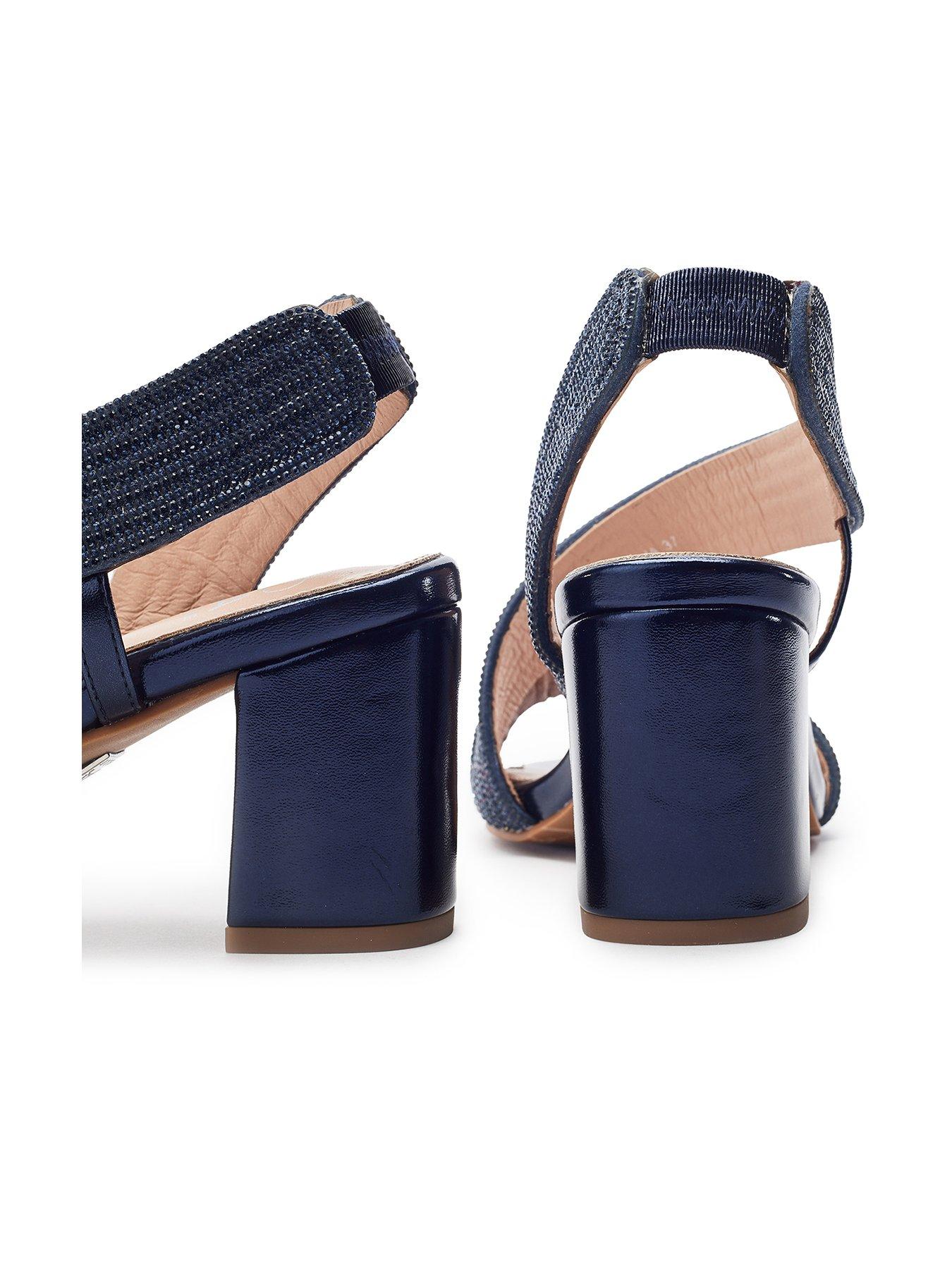 Image 3 of 4 of Moda In Pelle Nikkia Navy Porvair Asymetric Glits Heel Sandal